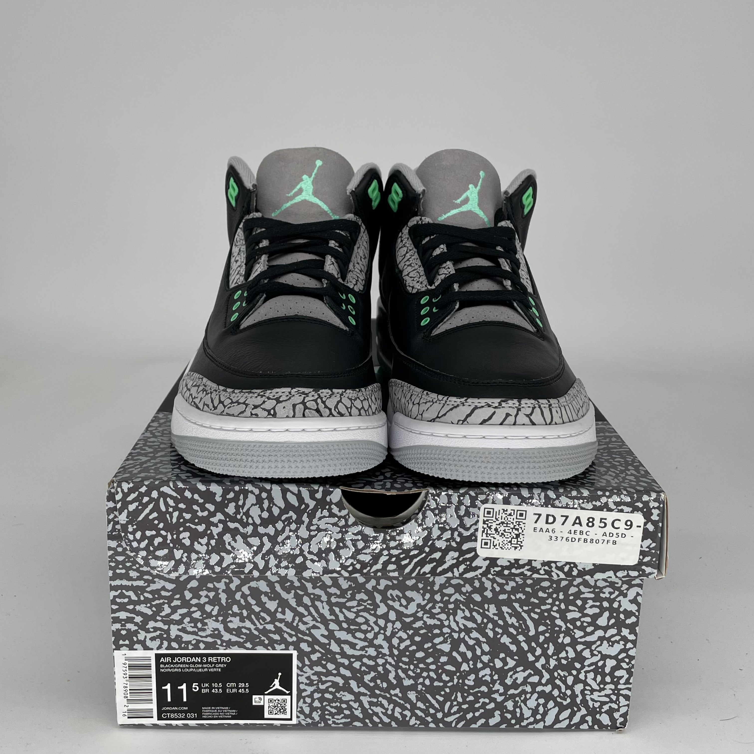 AIR JORDAN 3 Retro Green Glow Men's Basketball Shoes Size 11.5 - Style CT8532-031 | Perfect for Streetwear, Sneaker Collecting & Casual Wear