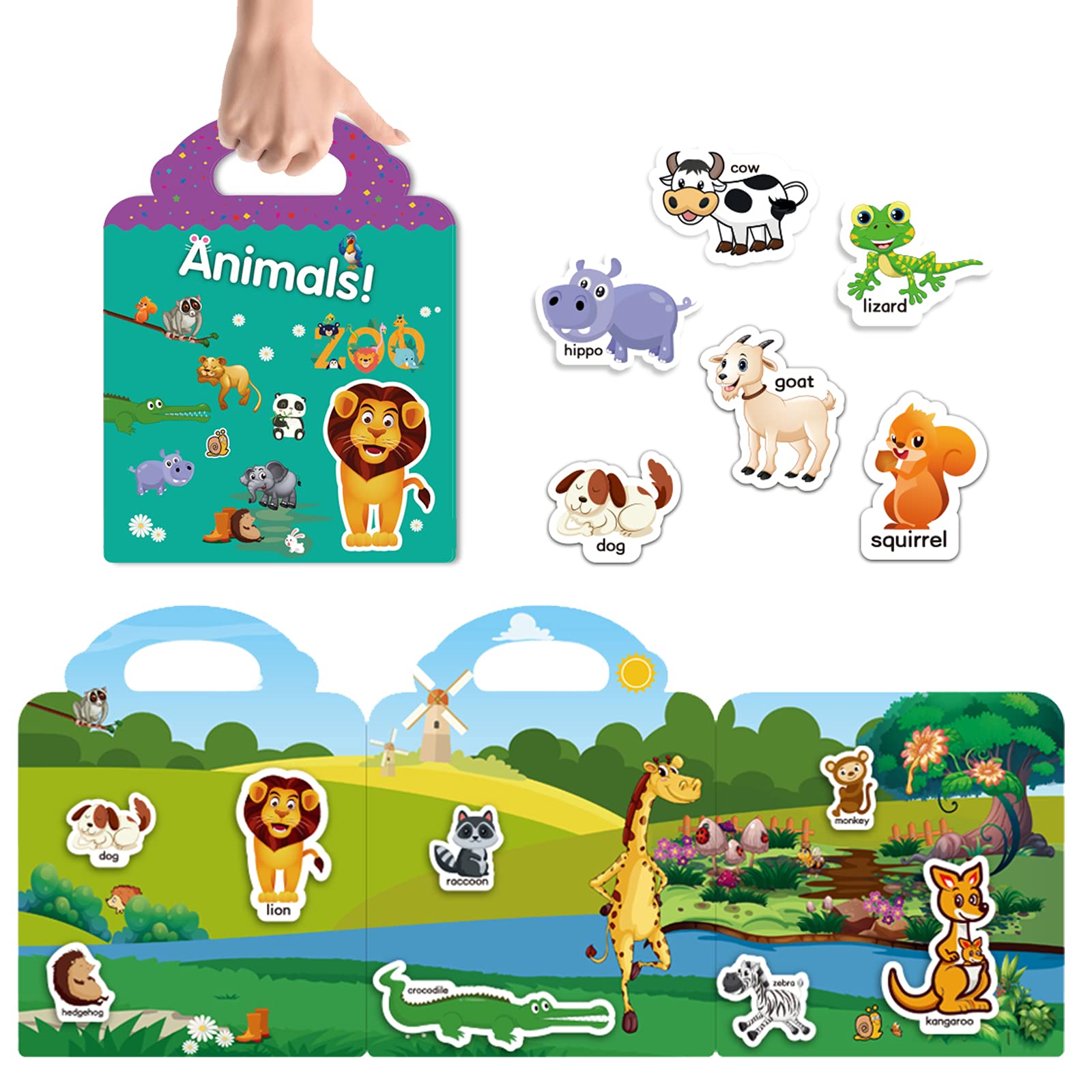 Reusable Sticker Toys for Kids - Animal, Farm & Vehicle Stickers | Educational Learning Toys for Toddlers | Perfect Christmas & Birthday Gift for Boys & Girls | Fun Playtime & Classroom Activity