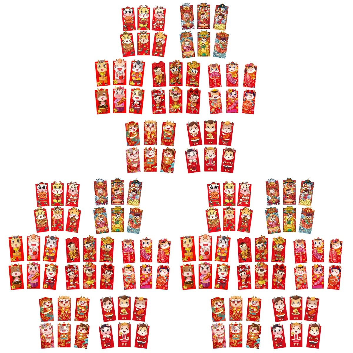 SOIMISS 126 Pcs Chinese New Year Red Envelopes - Cartoon Money Bags for Gifts & Celebrations