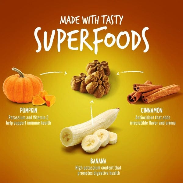 Fruitables Baked Pumpkin & Banana Dog Treats - Healthy Natural Dog Snacks for Training & Rewards - Perfect for Small & Medium Dogs
