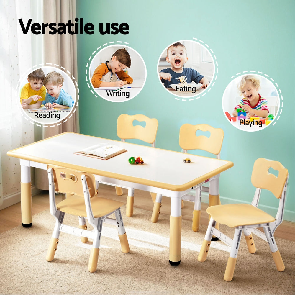 Keezi Kids Table and 4 Chairs Set - Graffiti Design Children's Furniture for Playroom, Classroom & Home - Durable & Safe Toddler Activity Table with Chairs for Arts, Crafts & Learning