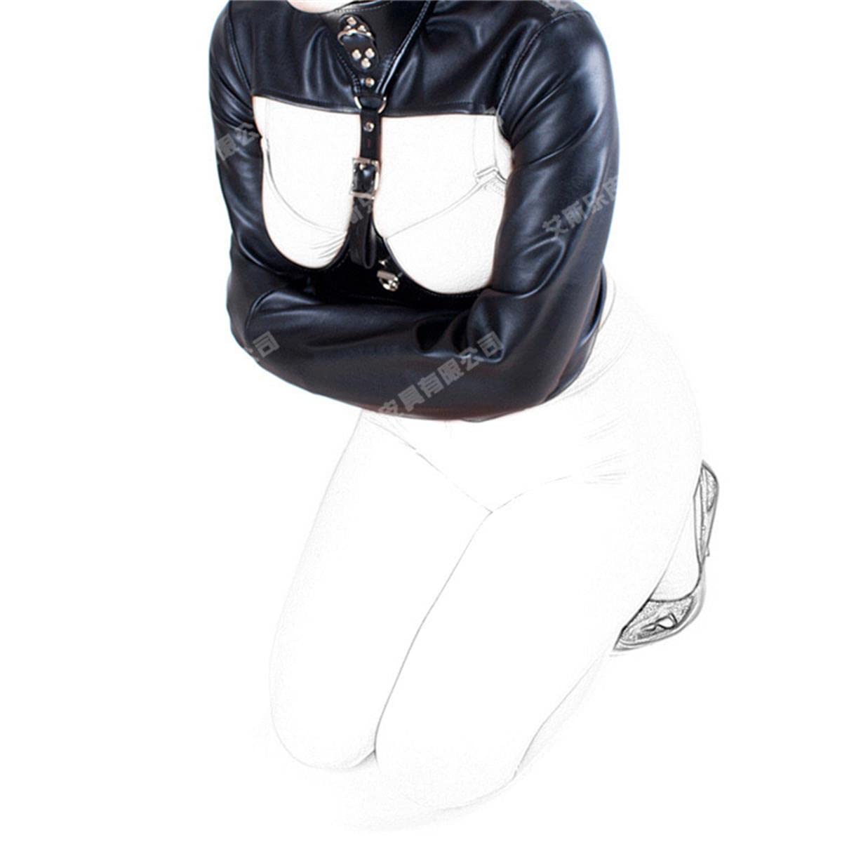 BERMEL Leather Bondage Outfit - Adjustable Cuff Restraints for Couples, Fetish & BDSM Play - Exposed Chest Design for Sensual Roleplay & Intimate Scenes