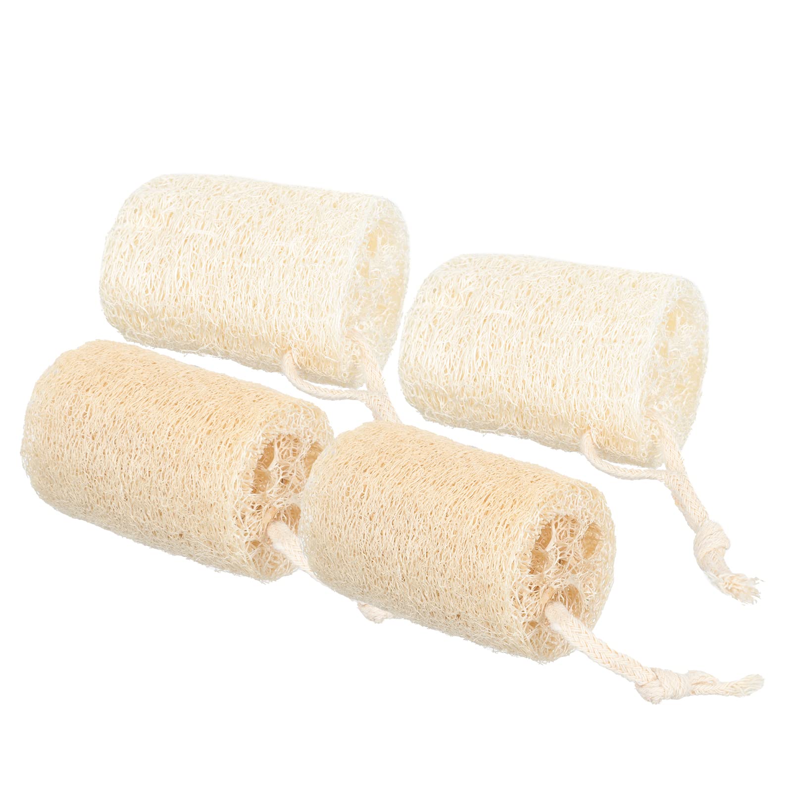 4-Piece Loofah Sponge Cleaning Brushes Set - Natural Dish Scrubbers for Bowls, Pans & Cookware - Eco-Friendly Kitchen Cleaning Tools for Sinks & Countertops