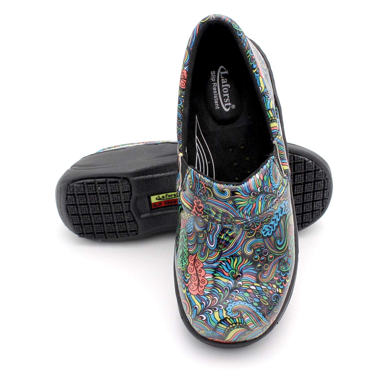 Laforst Women's Rachel Slip-Resistant Nursing Shoes - Non-Slip Work Shoes for Nurses, Waitresses & Waiters - Comfortable Manmade Upper Clogs for Hospital, Restaurant & Healthcare Professionals