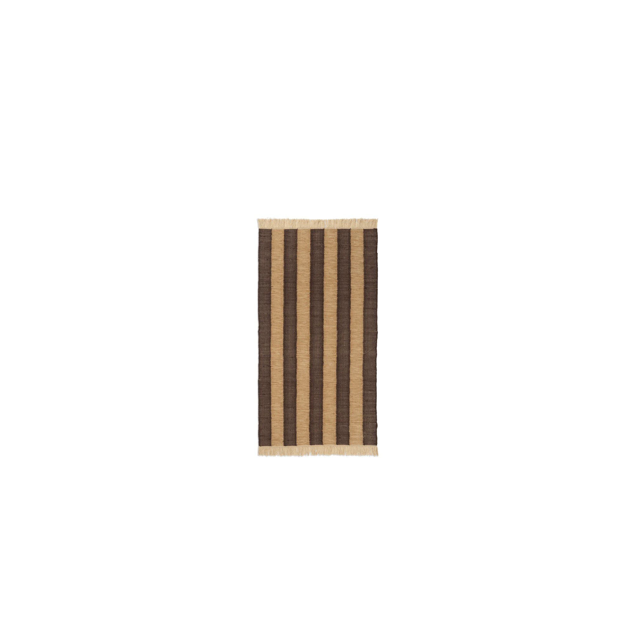 FERM LIVING Ives Rug - Tan & Chocolate Handwoven Area Rug - 2 Size Options (5'x8' & 8'x10') - Perfect for Living Room, Bedroom or Office Decor
