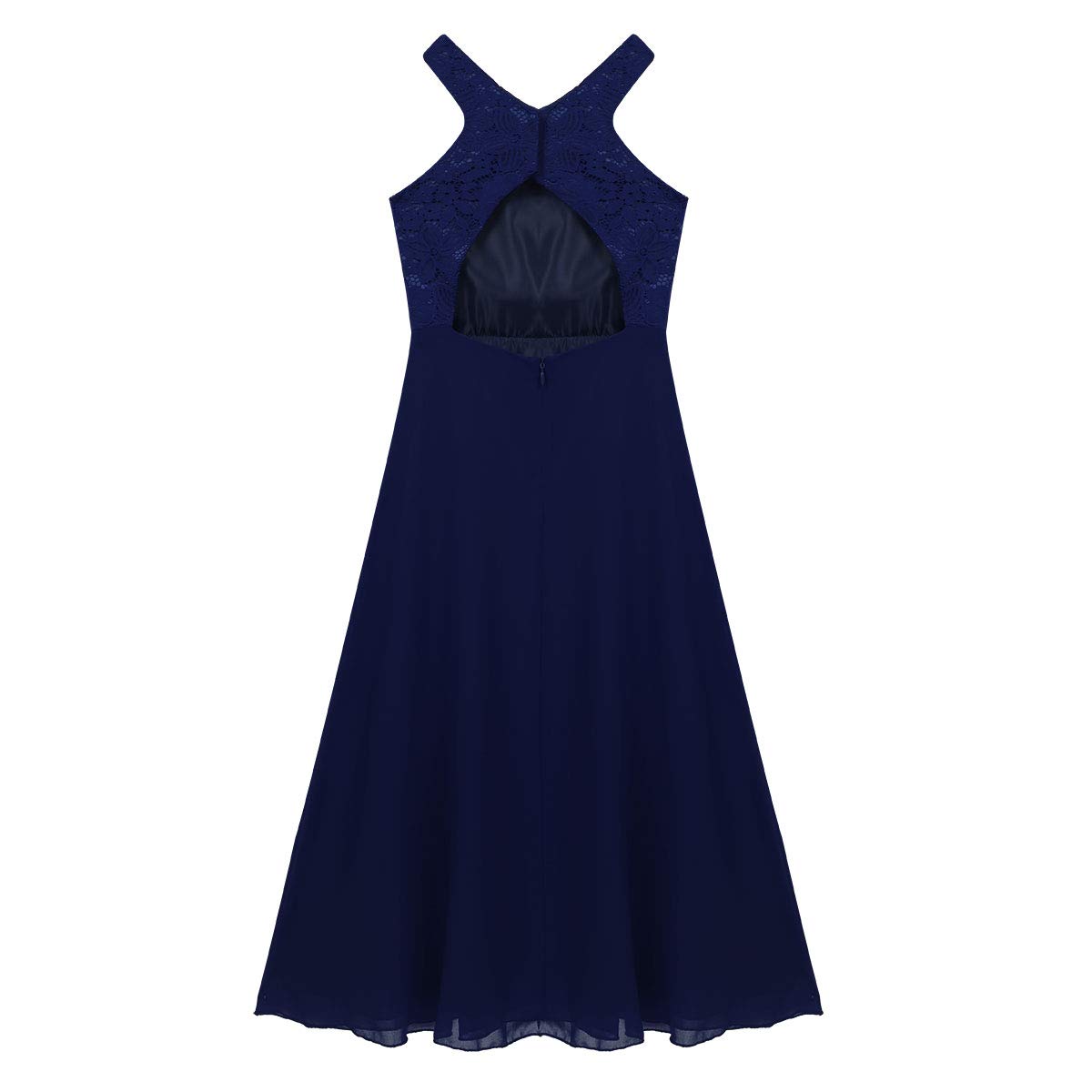 Girls Floral Lace Flower Girl Dress - Sleeveless Halter Bridesmaid Gown for Weddings, Pageants & Special Occasions | Perfect for Flower Girls, Bridesmaids & Pageant Dancers