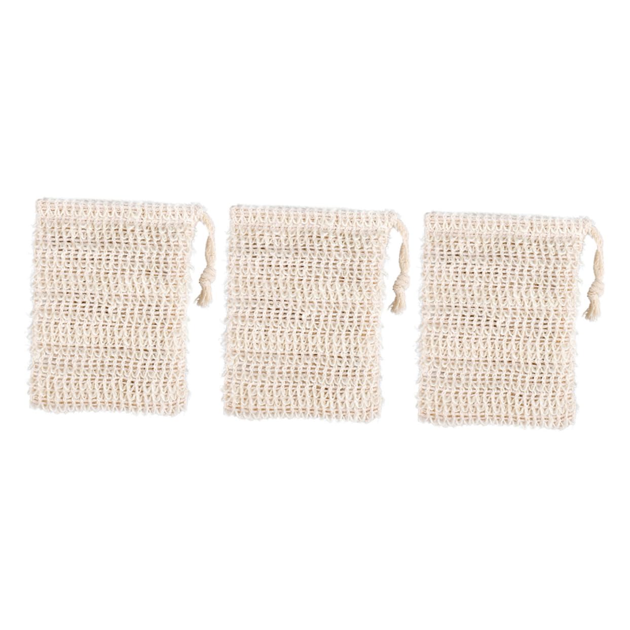 IPetBoom 3-Pack Exfoliating Soap Pouches - Mesh Soap Sponge Bags for Body Scrub & Deep Cleansing | Reusable Bathing Supply with Jute Texture (Yellow) | Perfect for Shower, Spa & Travel Essentials