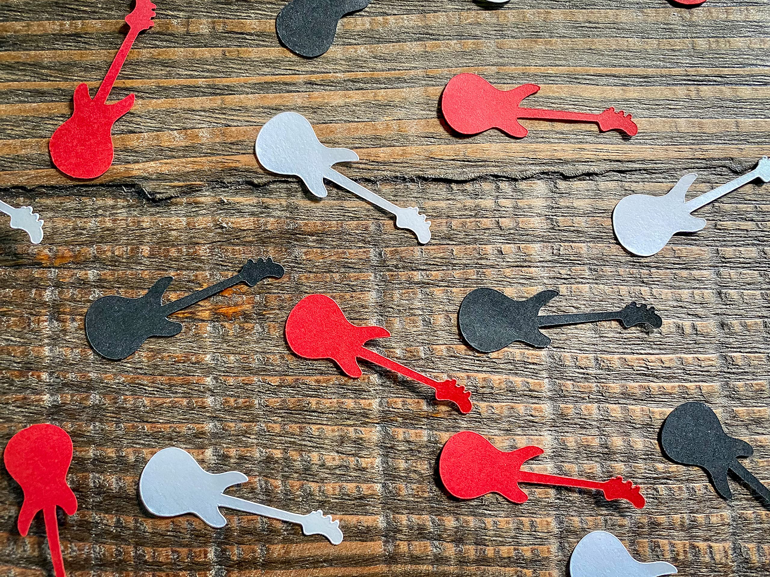 Red, Black & White Electric Guitar Shaped Confetti - Perfect for Rock Concerts, Birthday Parties & Music Themed Events
