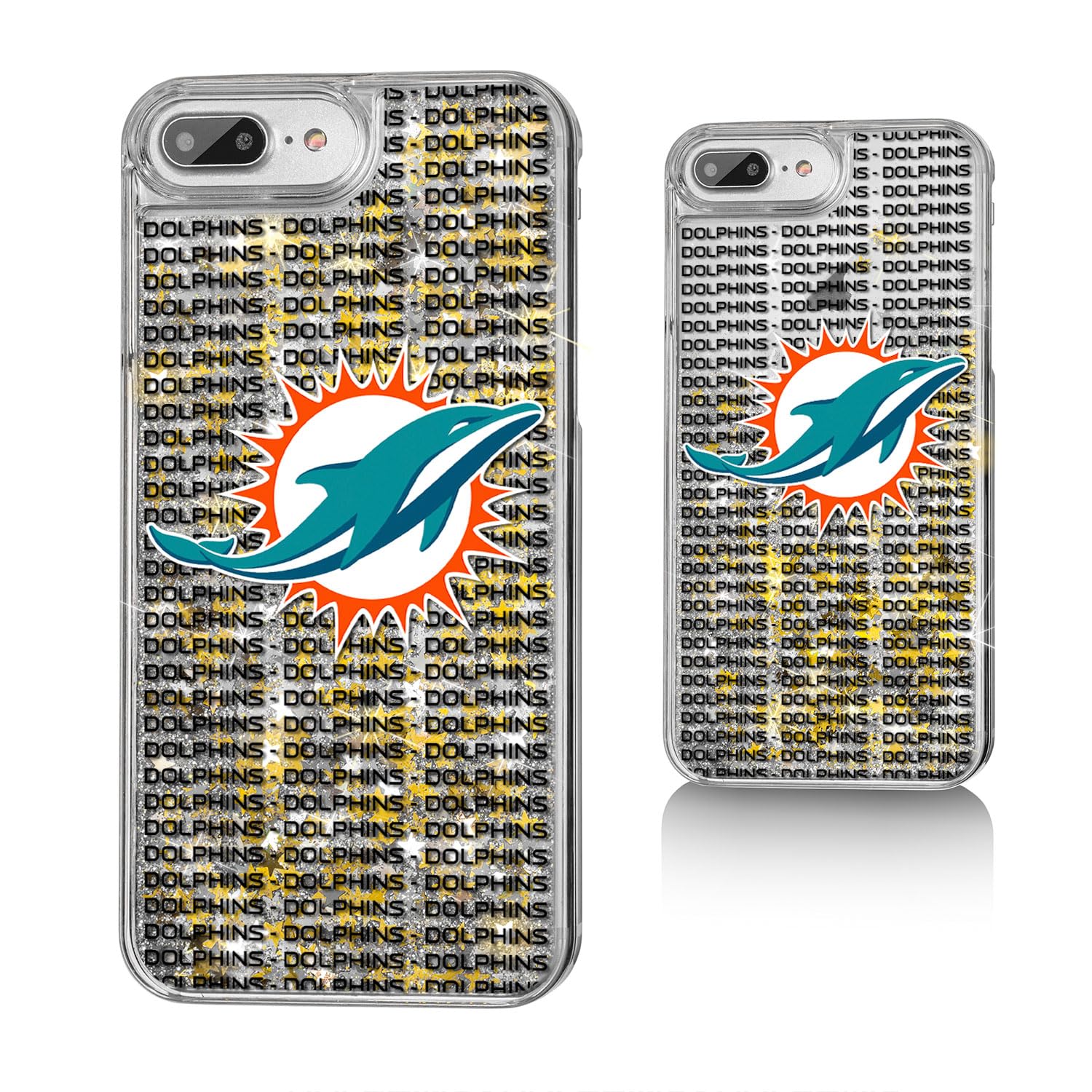Miami Dolphins Glitter iPhone Case - Durable Protective Cover with Text Backdrop Design for iPhone 13/14/15 Pro Max - Perfect for Football Games, Tailgating & Dolphins Fan Gifts
