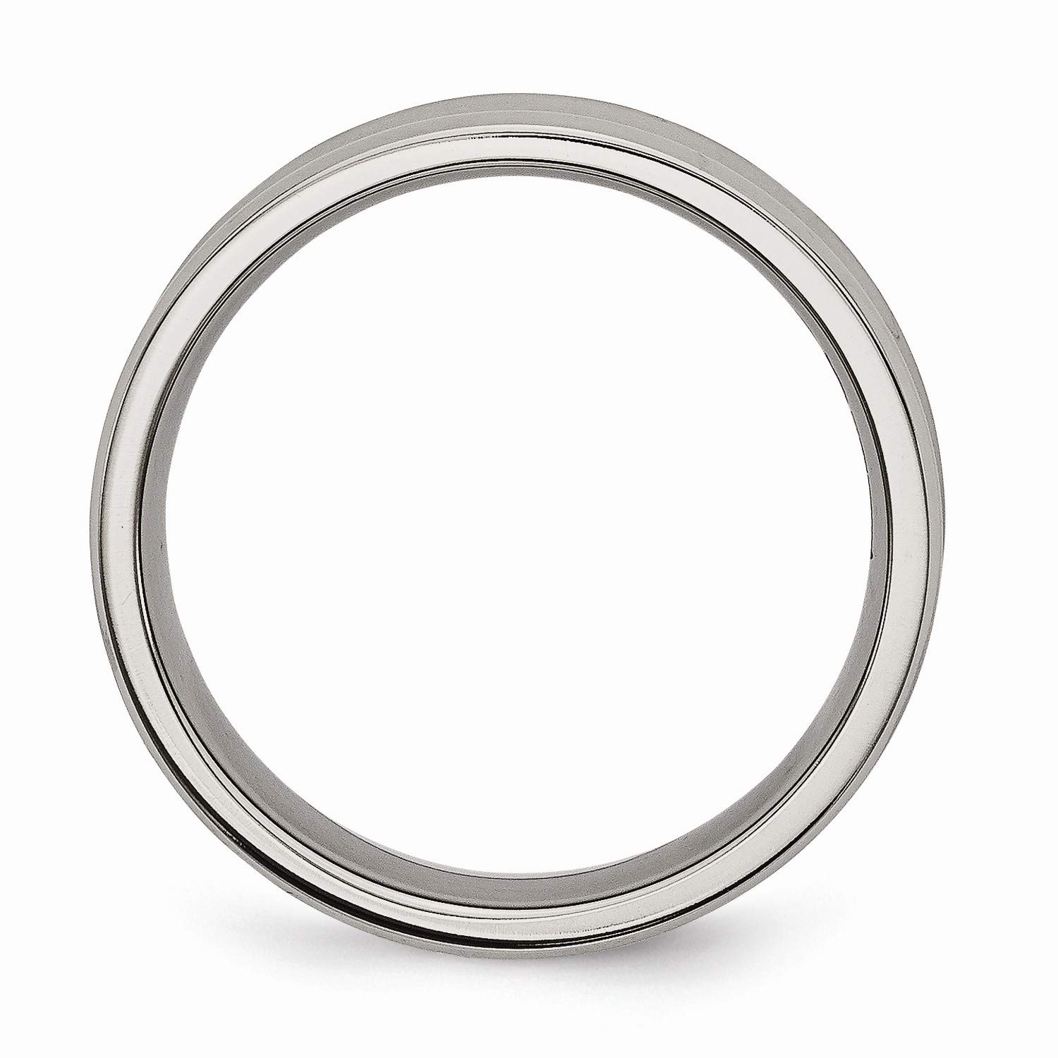 Black Titanium 6mm Polished Beveled Edge Band Ring for Men