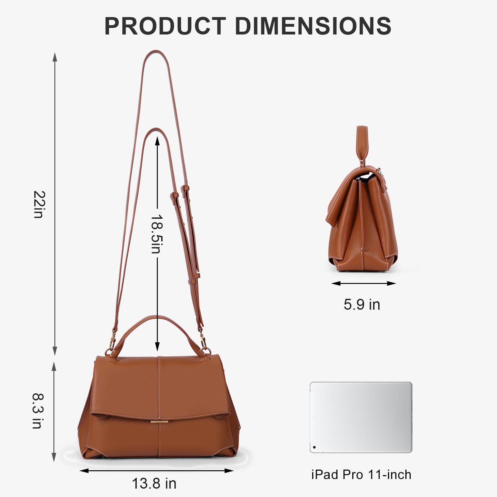 Luxury Faux Leather Top Handle Satchel Bag for Women - Large Designer Handbag with Crossbody Strap, Perfect for Work, Business & Everyday Use