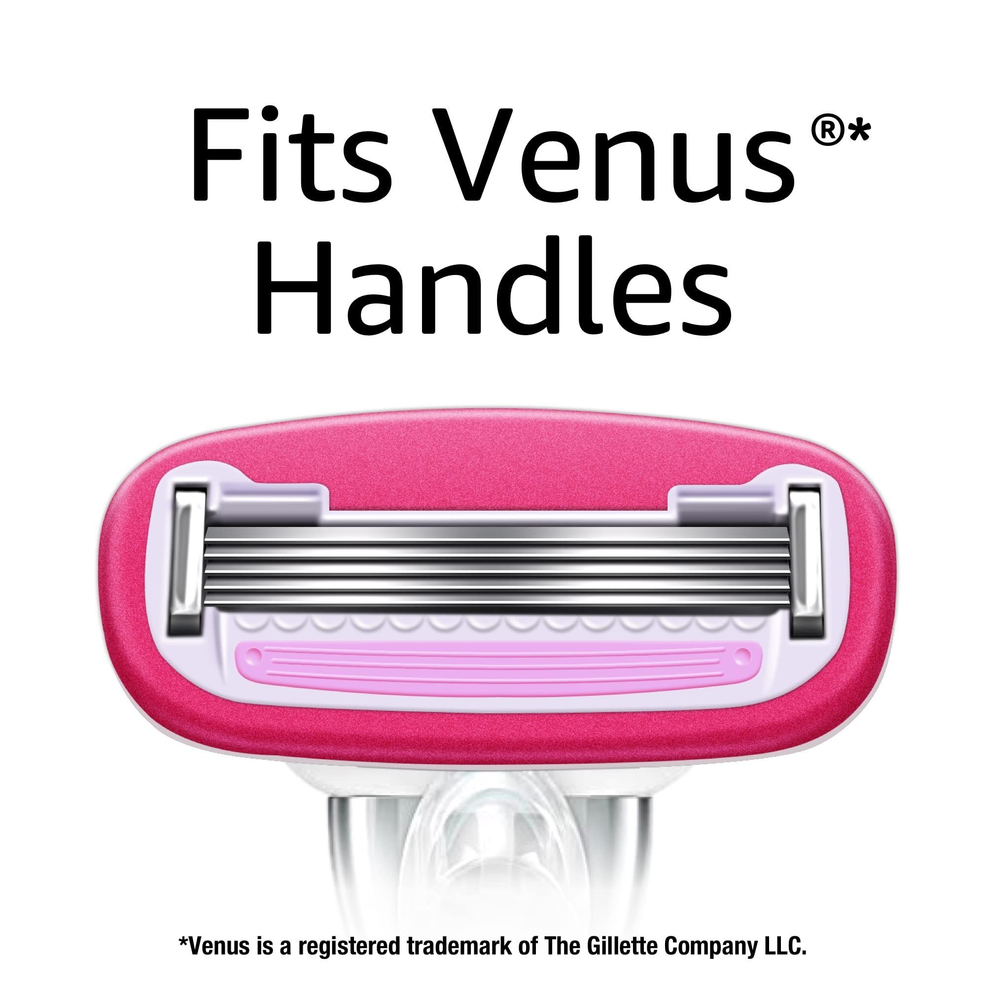 Amazon Basics Women's 5-Blade Razor Refill Cartridges - 6 Pack | Compatible with Venus & FITS System Razor Handles | Smooth Shaving for Legs, Underarms & Bikini Area | Hypoallergenic Moisture Strips