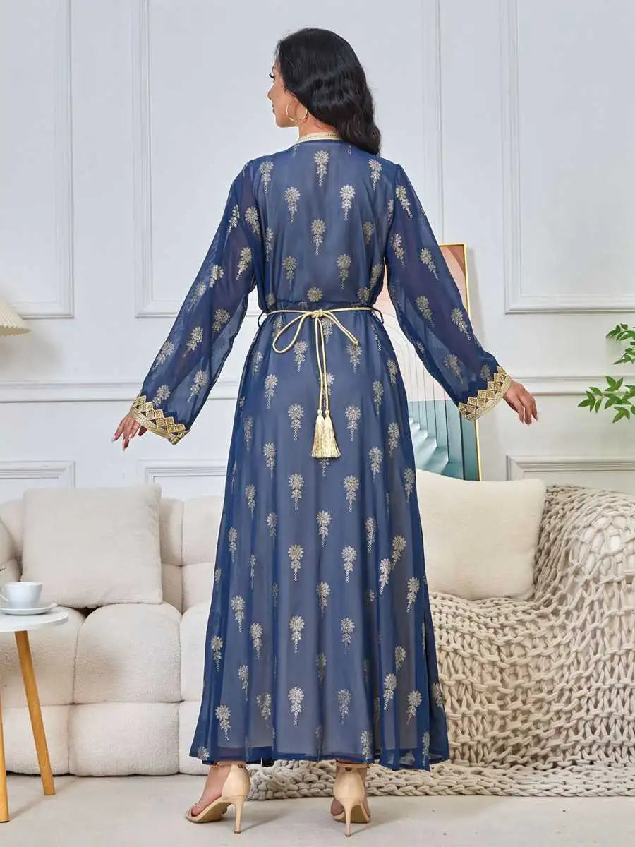 Urgarment 2-Piece Embroidered Caftan Dress Set for Women - Elegant Kaftan Outfit for Eid, Summer, Beach & Special Occasions