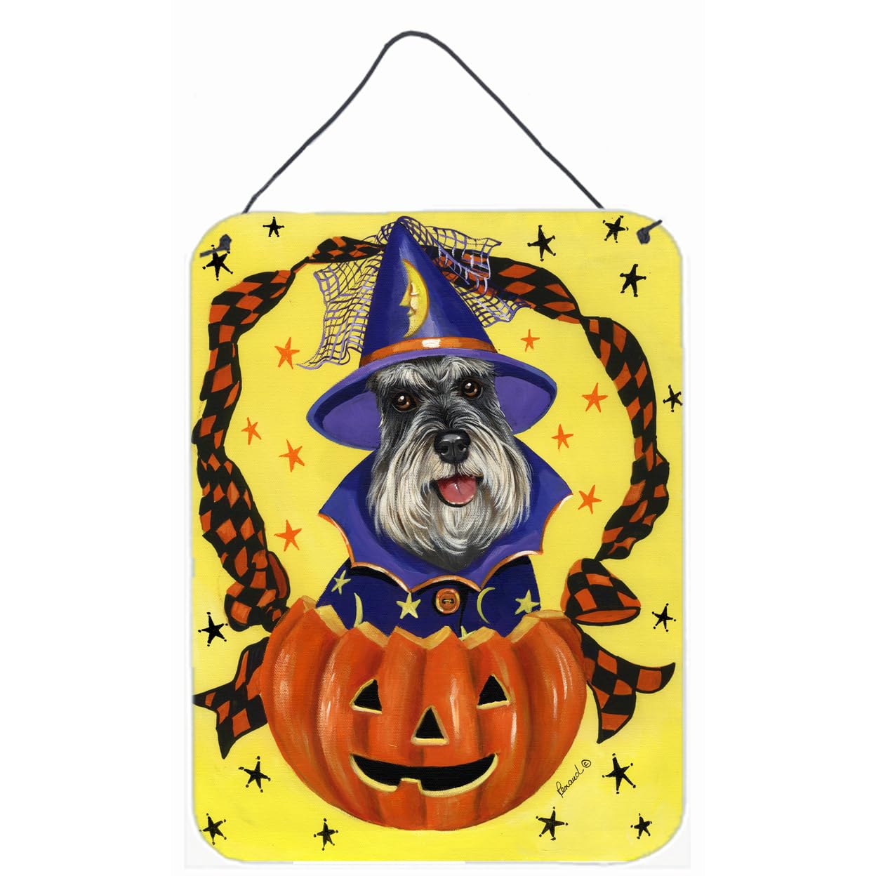 Caroline's Treasures PPP3161DS1216 Schnauzer Halloween Wall Decor - Aluminum Metal Sign for Kitchen, Bar, Bathroom, Front Door - 12x16 Multicolor - Perfect for Seasonal Home & Party Decorations