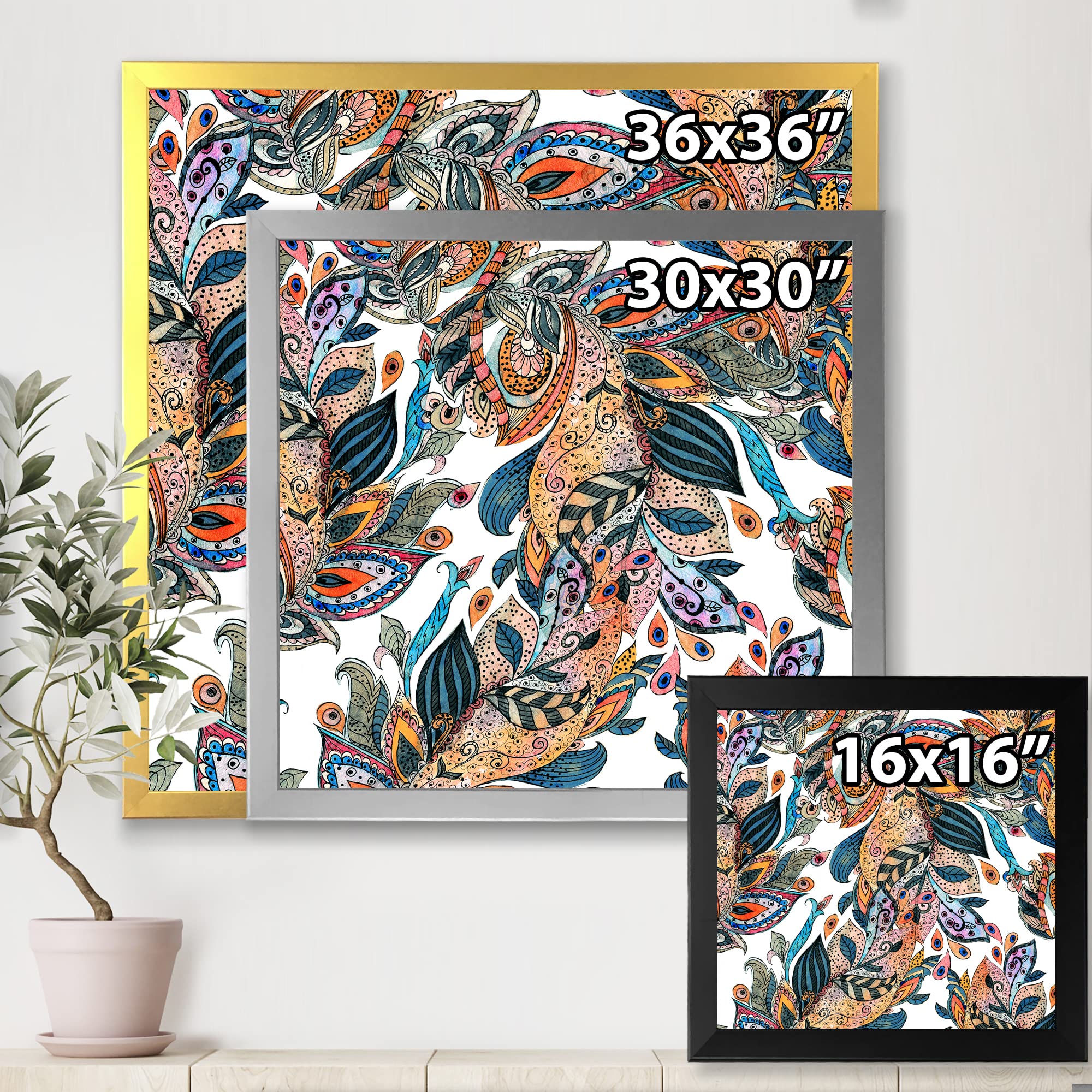 Floral Seamless Abstract Texture Traditional Framed Wall Art - Elegant Home Decor for Living Room, Bedroom & Office - Perfect for Modern Interior Design