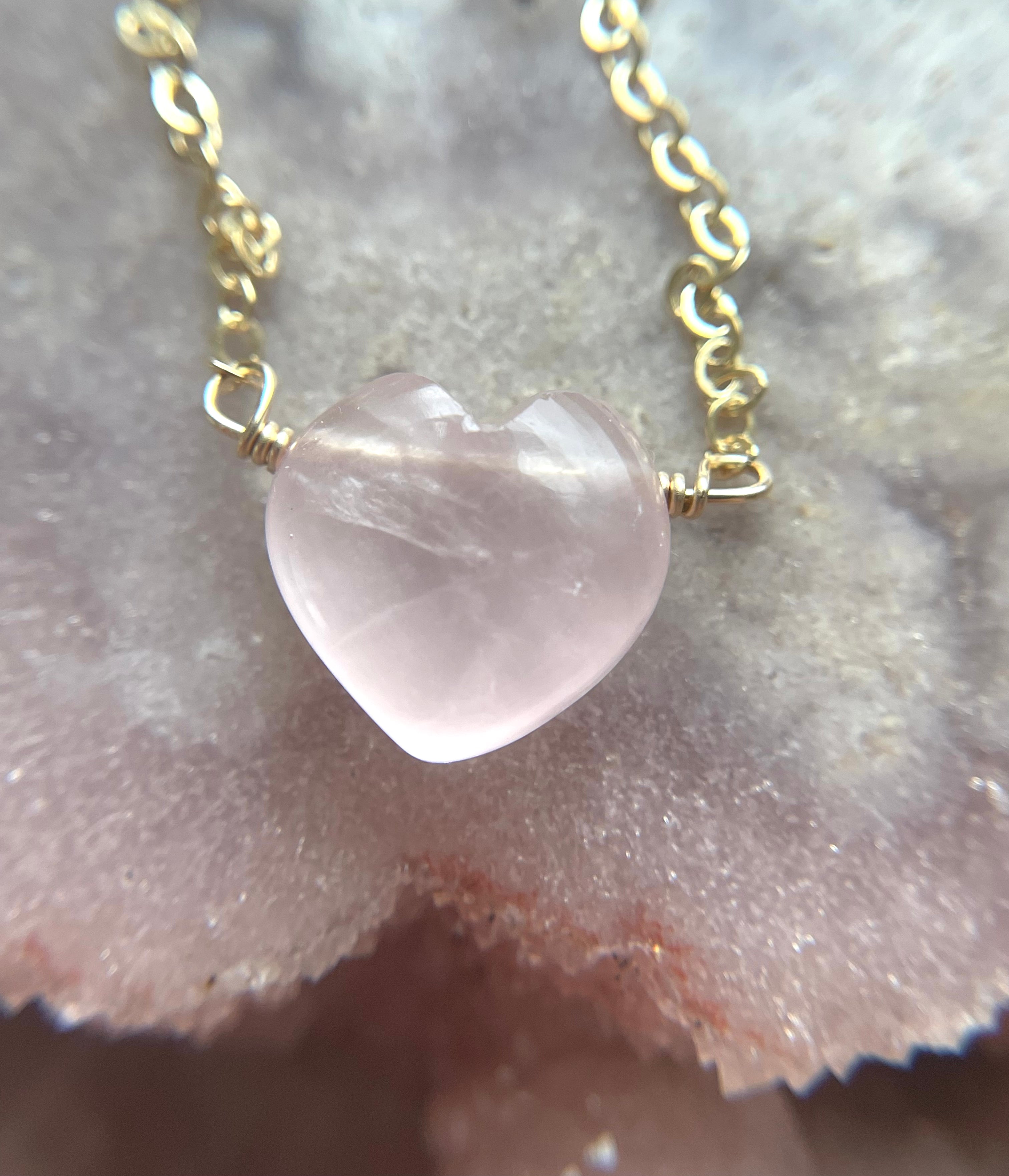 Rose Quartz Heart Necklace - Silver or Gold Filled Crystal Jewelry for Love & Healing | Perfect Gift for Valentine's Day, Anniversary & Self-Care