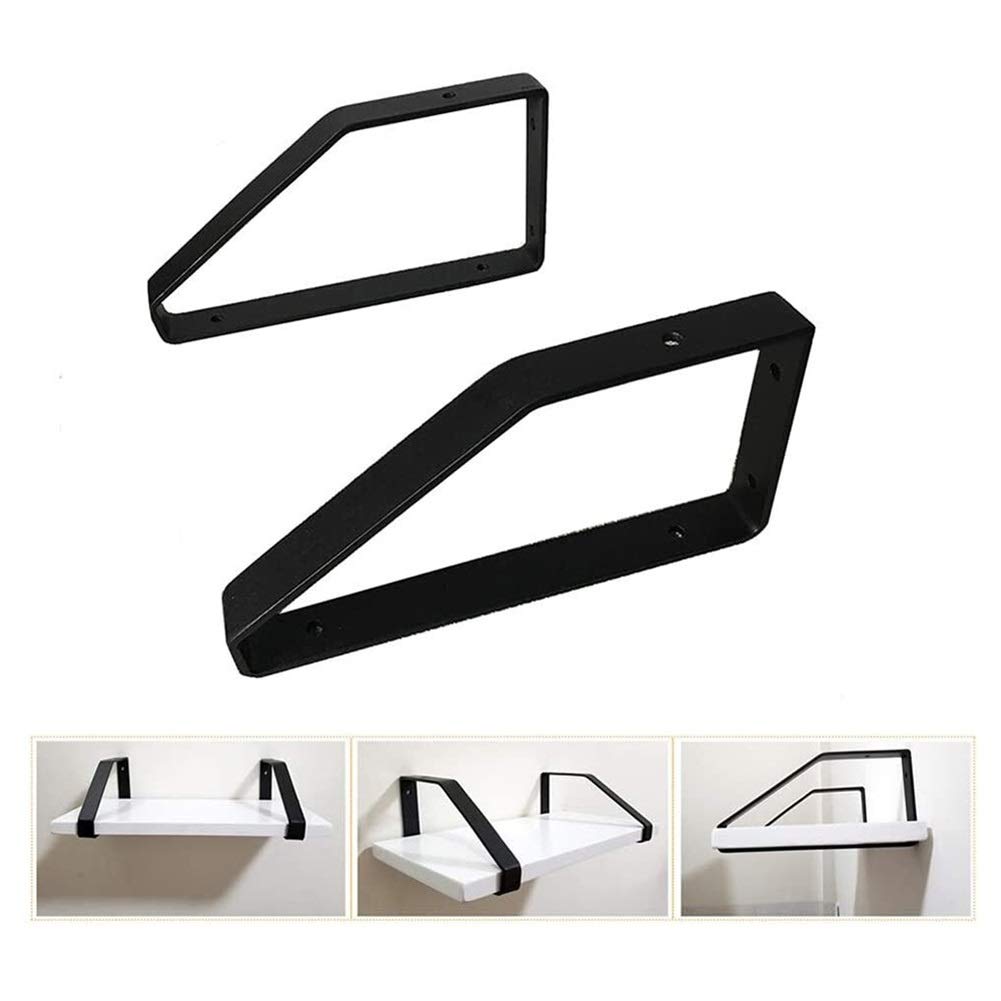 Heavy Duty Black Metal Shelf Brackets - 6 Inch (15cm) Floating Industrial Shelves, Rustic Wall Mounted Triangle Bracket for Kitchen, Bathroom, Garage Storage & Organization