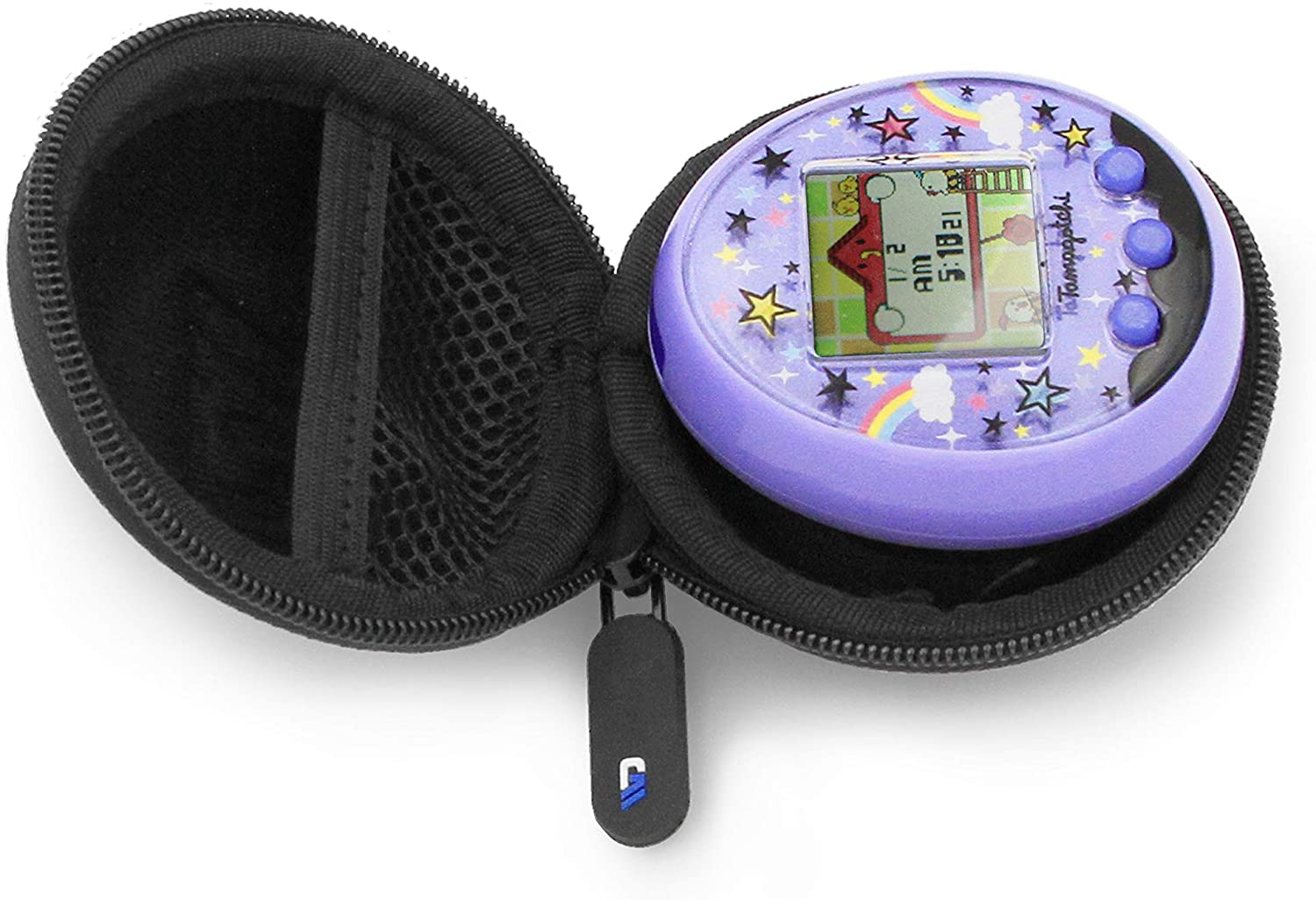 CASEMATIX Blue Clip-On Travel Case for Tamagotchi On & Giga Pets AR | Protective Cover for Virtual Interactive Pets | Durable Digital Pet Carrier for Kids & Adults | Perfect for School, Travel & Outdoor Adventures