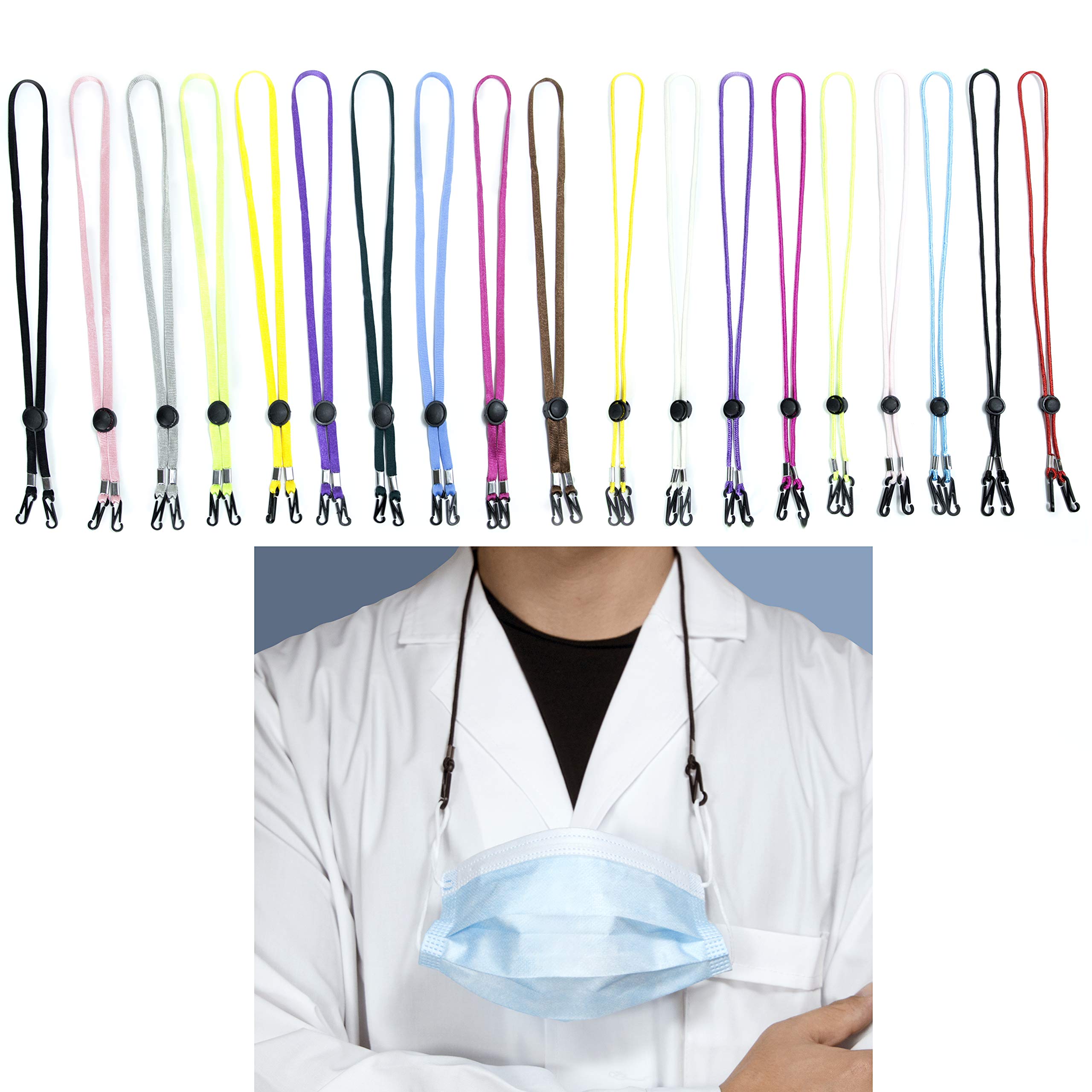 20 Pack Adjustable Mask Lanyards for Kids & Adults - Comfortable & Secure Fit for Work & Travel
