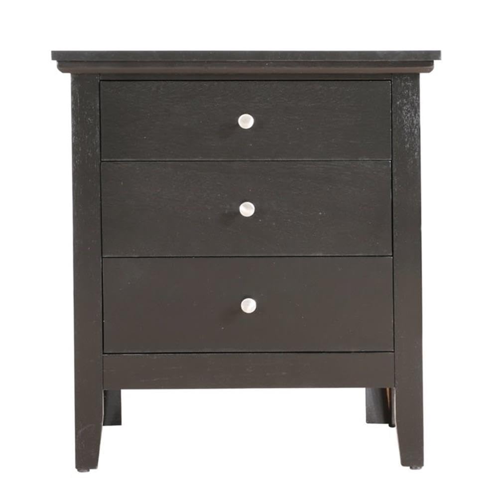 Black Glory Furniture Hammond 3-Drawer Nightstand - Modern Bedside Table for Bedroom Storage & Organization | Perfect for Small Spaces, Apartments & Guest Rooms
