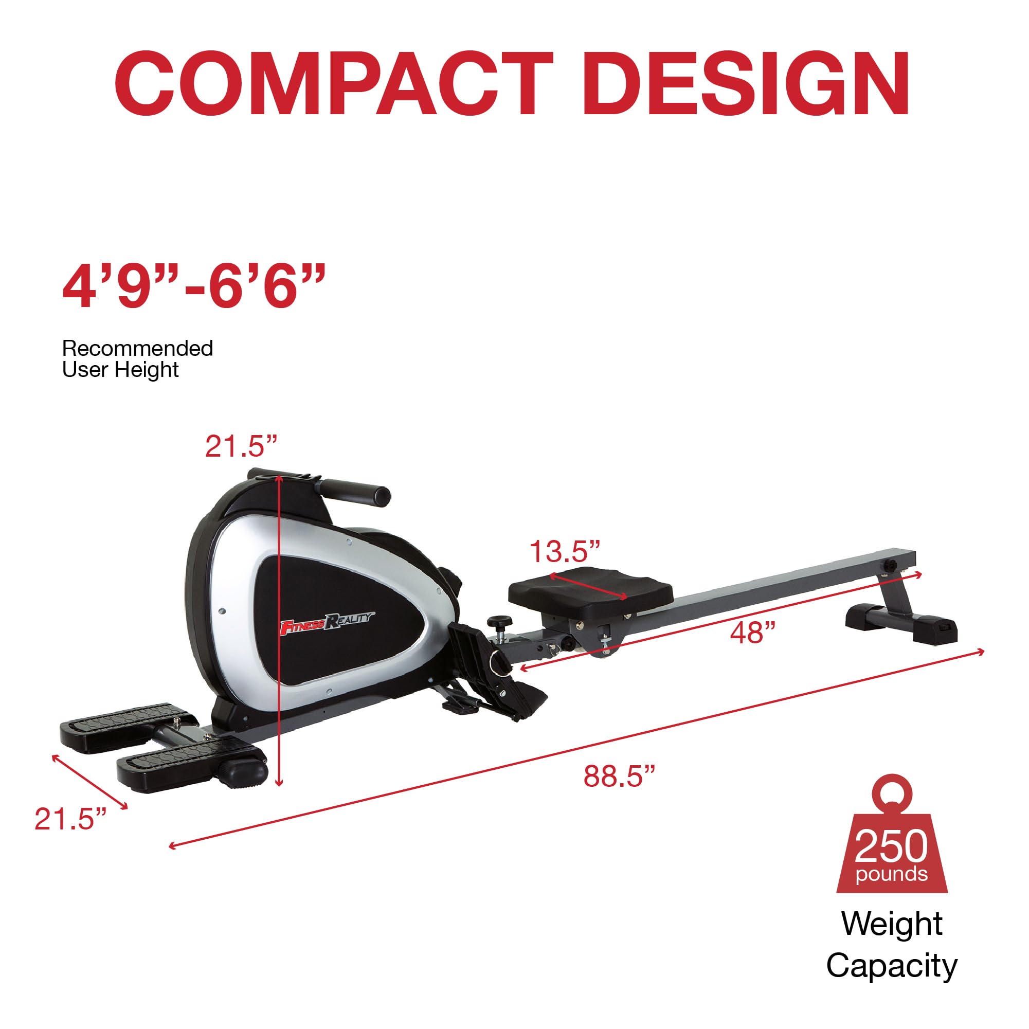 Fitness Reality Magnetic Rowing Machine with Bluetooth Connectivity - Smart Workout Tracking, Full Body Exercise, App Compatible & Tablet Holder - Perfect for Home Gym & Cardio Training | Ideal for Small Spaces, Apartment Workouts & Indoor Fitness