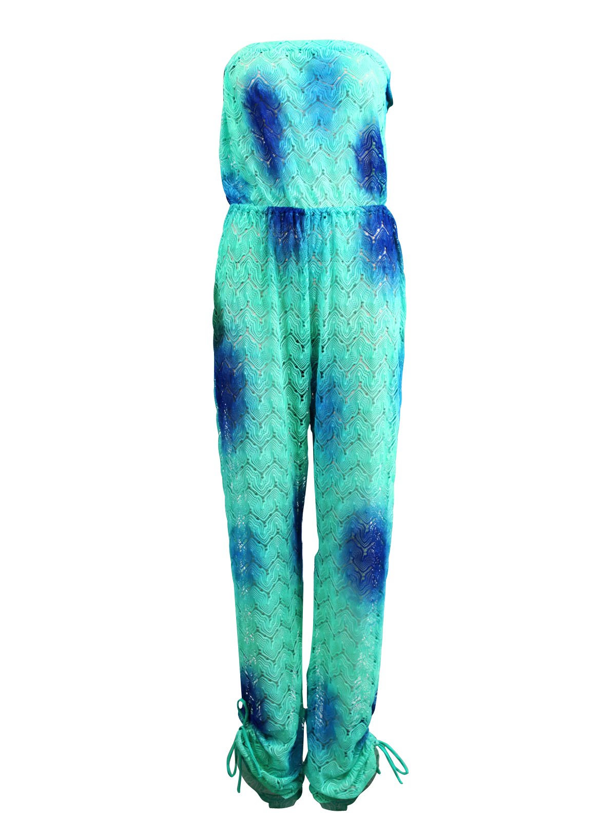 Luli Fama SIETE MARES - Crochet Strapless Jumpsuit for Women | Boho Beach Cover Up | Summer Vacation Outfit | Perfect for Pool Party, Beach Wedding & Tropical Getaway
