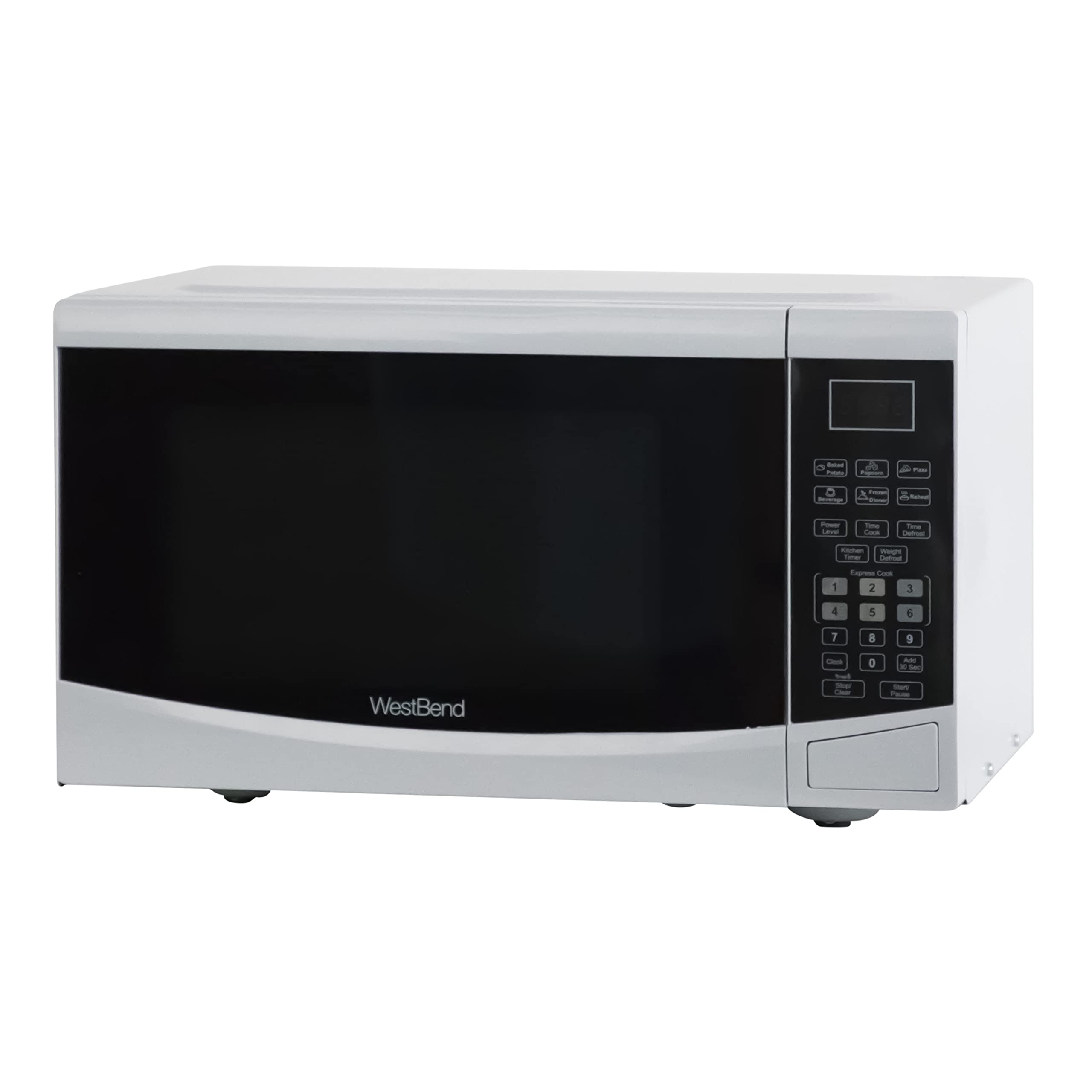 West Bend WBMW92W 900-Watt Compact Microwave Oven with 6 Pre-Programmed Settings, Speed Defrost, Electronic Controls & Glass Turntable - Perfect for Small Kitchens, Dorms & Offices (White)