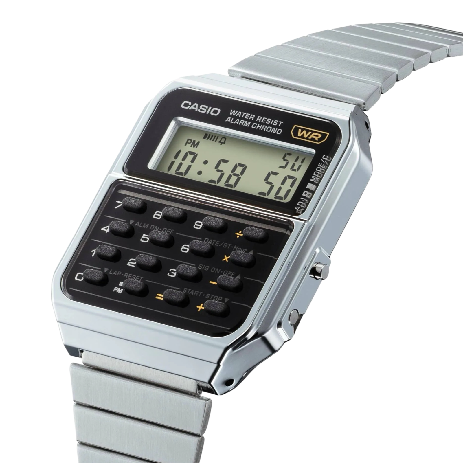 Casio CA500WE-1A Men's Digital Calculator Watch - Silver & Black - Perfect for Office, School & Everyday Use