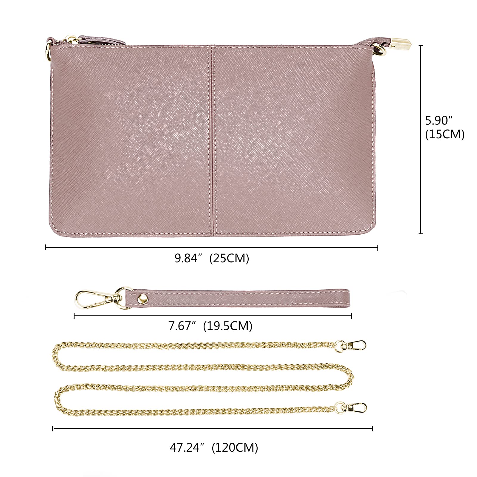Uromee Genuine Leather Wristlet Wallet Clutch for Women - Crossbody Bag with Detachable Shoulder Strap - Perfect for Parties, Travel & Everyday Use