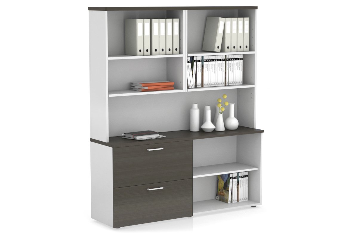2-Drawer Small Filing Cabinet with Open Storage Hutch - Perfect for Office, Home, or Classroom Organization