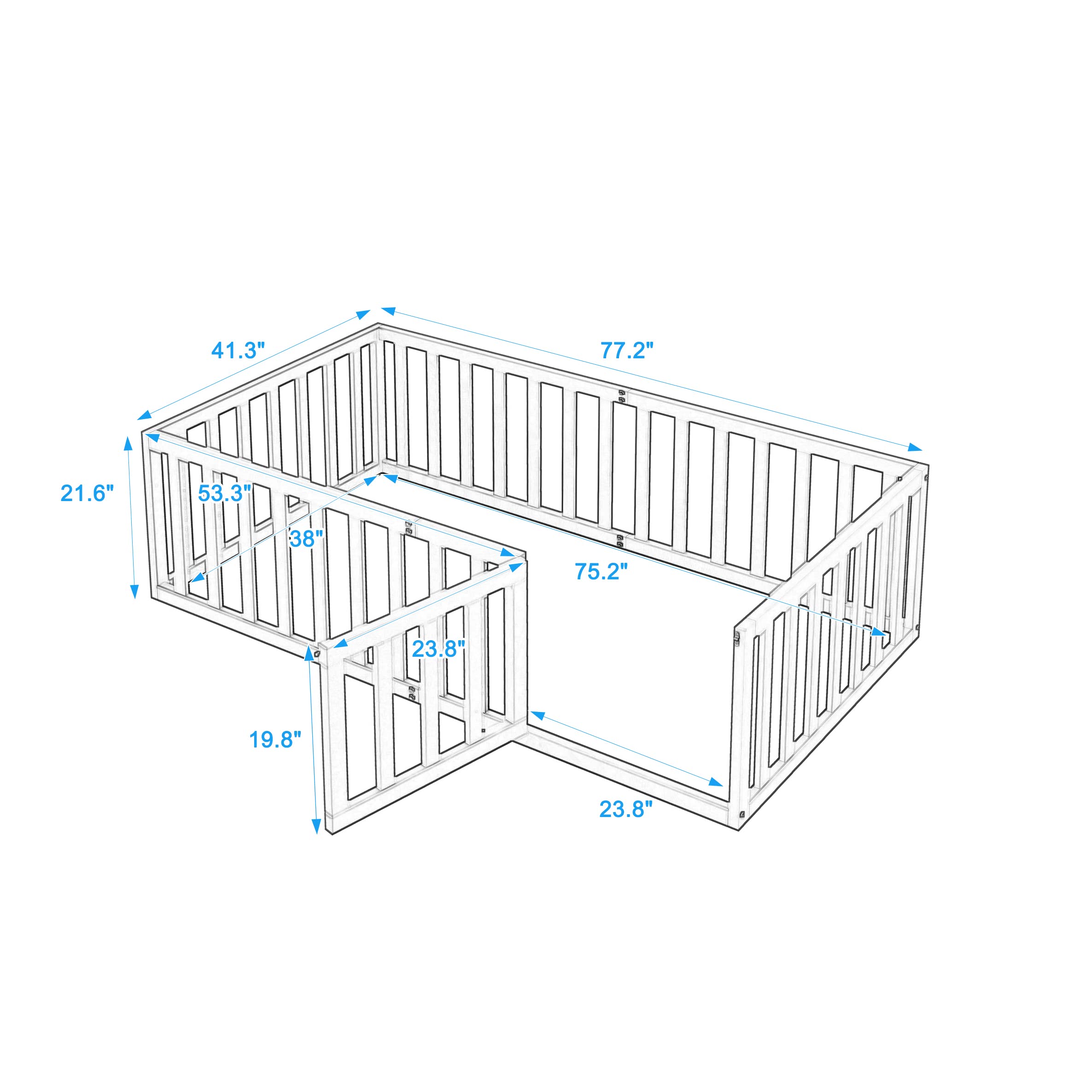 Montessori Twin Floor Bed for Kids - Low Ground Toddler Bed with Fence | Safe Play & Sleep Space