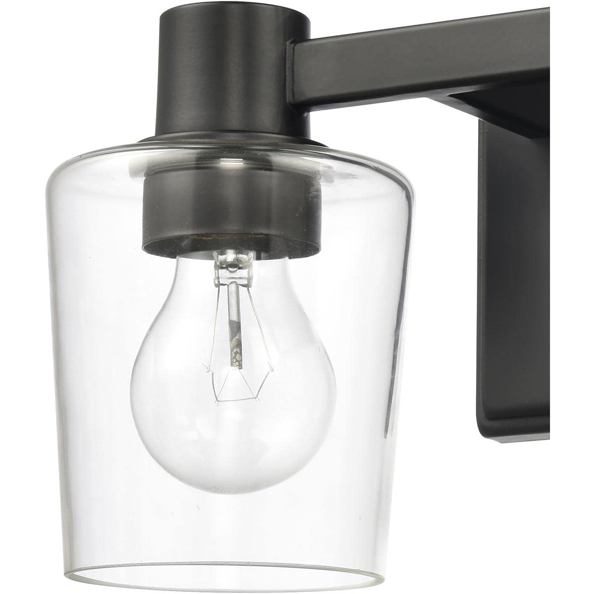 Elk Home Celia Vanity Light - 2-Light Matte Black Bathroom Fixture with Clear Glass Shades, Transitional Style Wall Sconce for Bathroom, Bedroom or Dressing Room Lighting