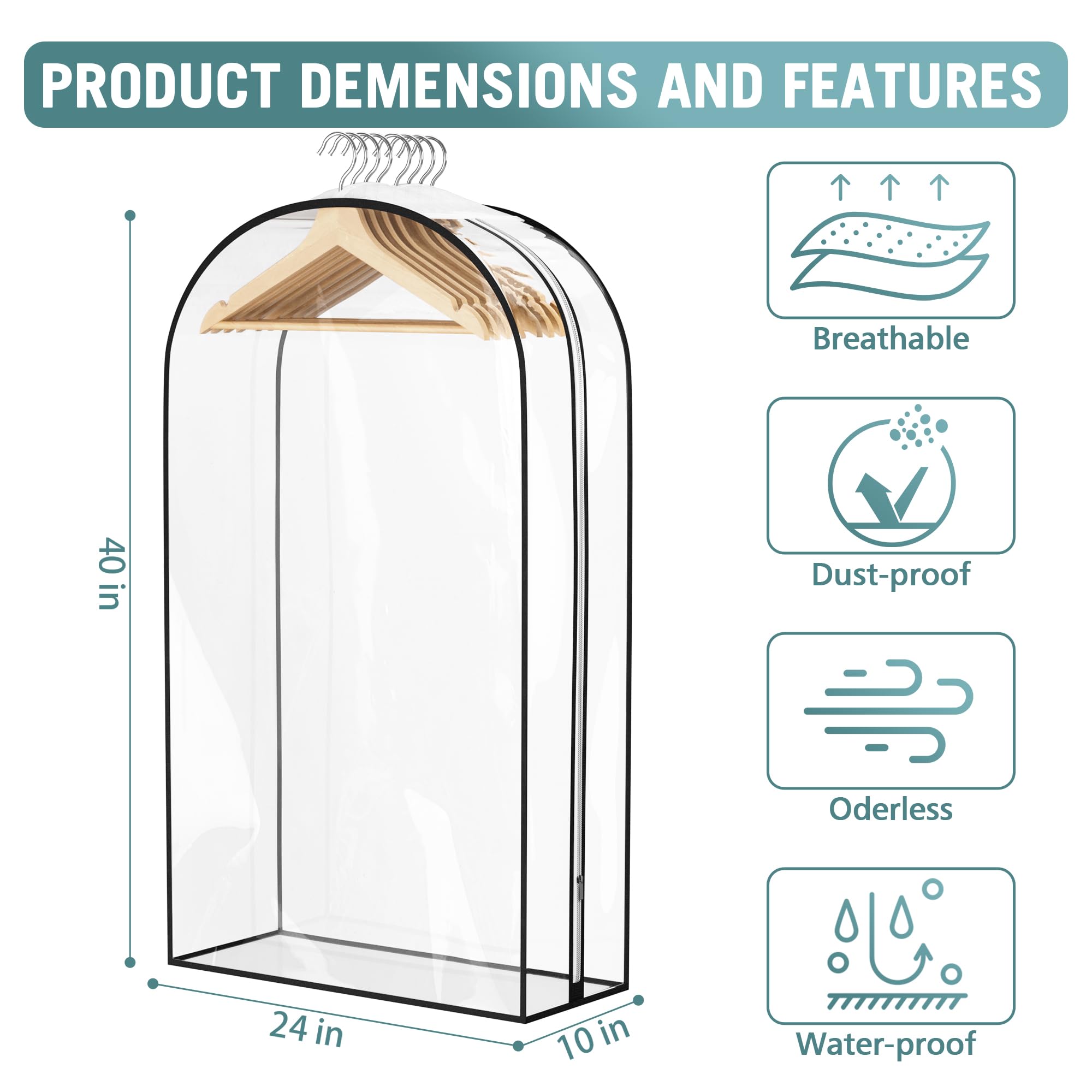 Clear Garment Bags for Hanging Clothes - 10