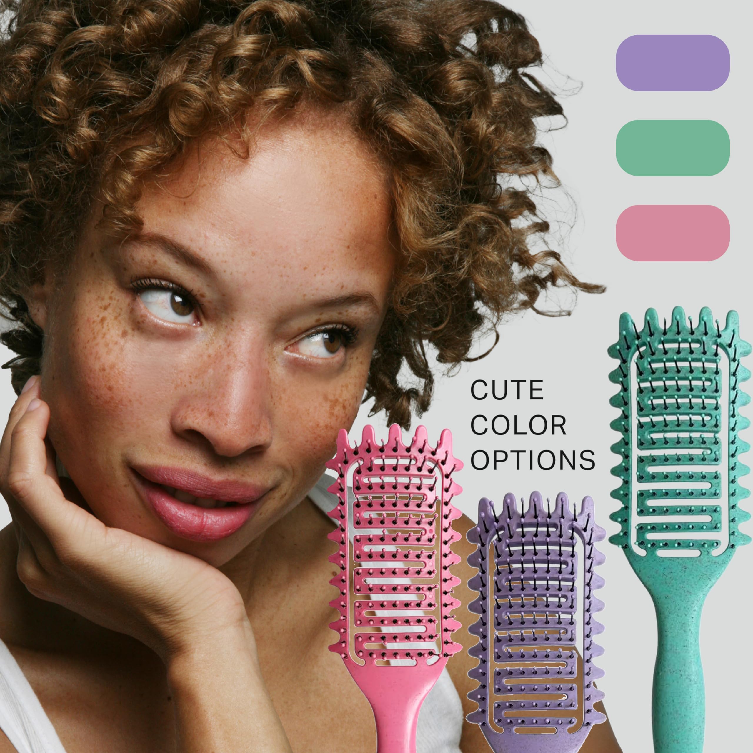 Best Curly Hair Brush for Women - Detangling & Curl Defining Brush with Vented Design - Styling Comb for Natural Curls, Waves & Frizzy Hair - Perfect for Daily Hair Care & Salon Styling