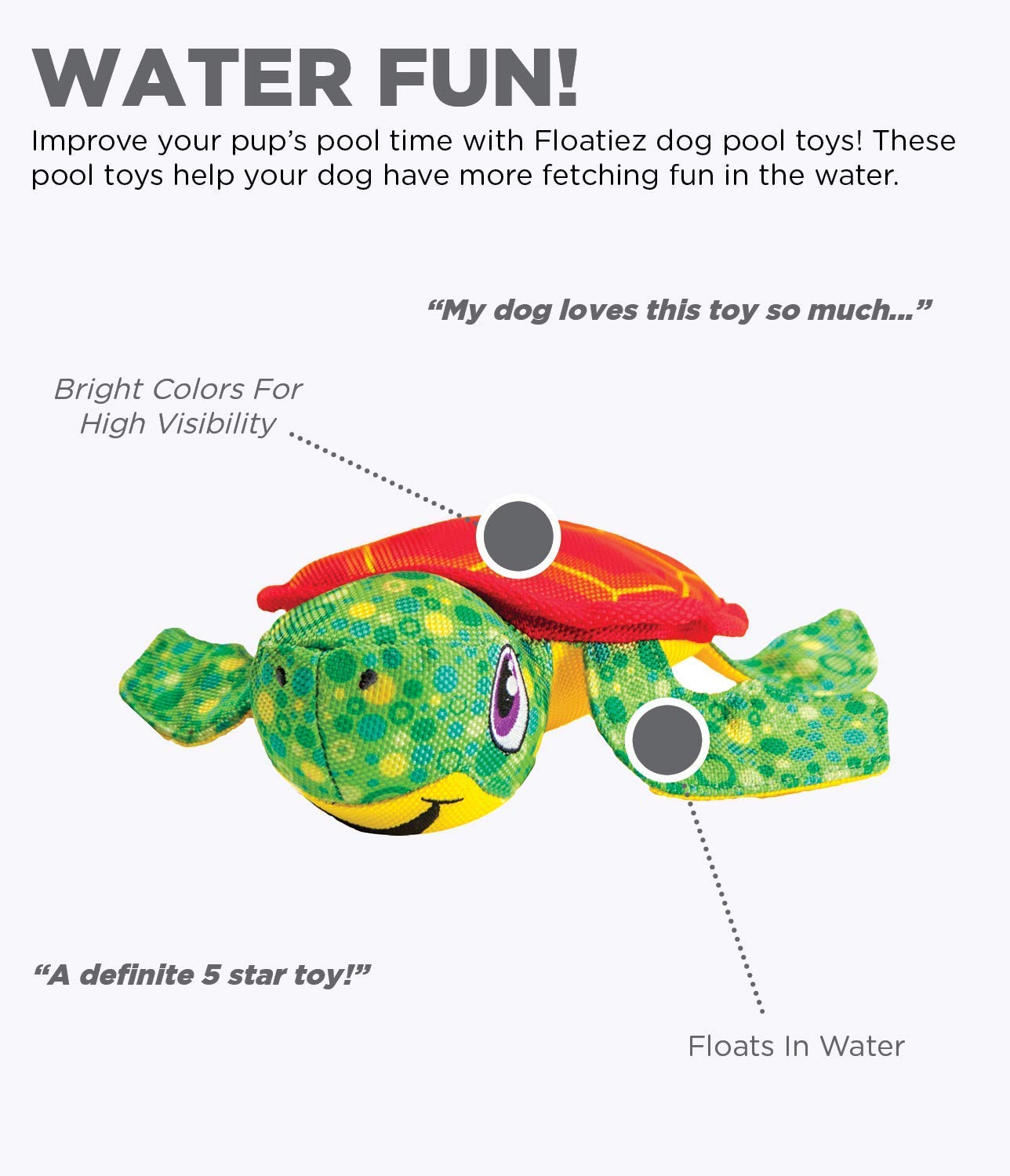 Outward Hound Floatiez Turtle Interactive Floating Dog Toy for Swimming & Water Play - Medium Size Dog Pool Toy for Summer Fun