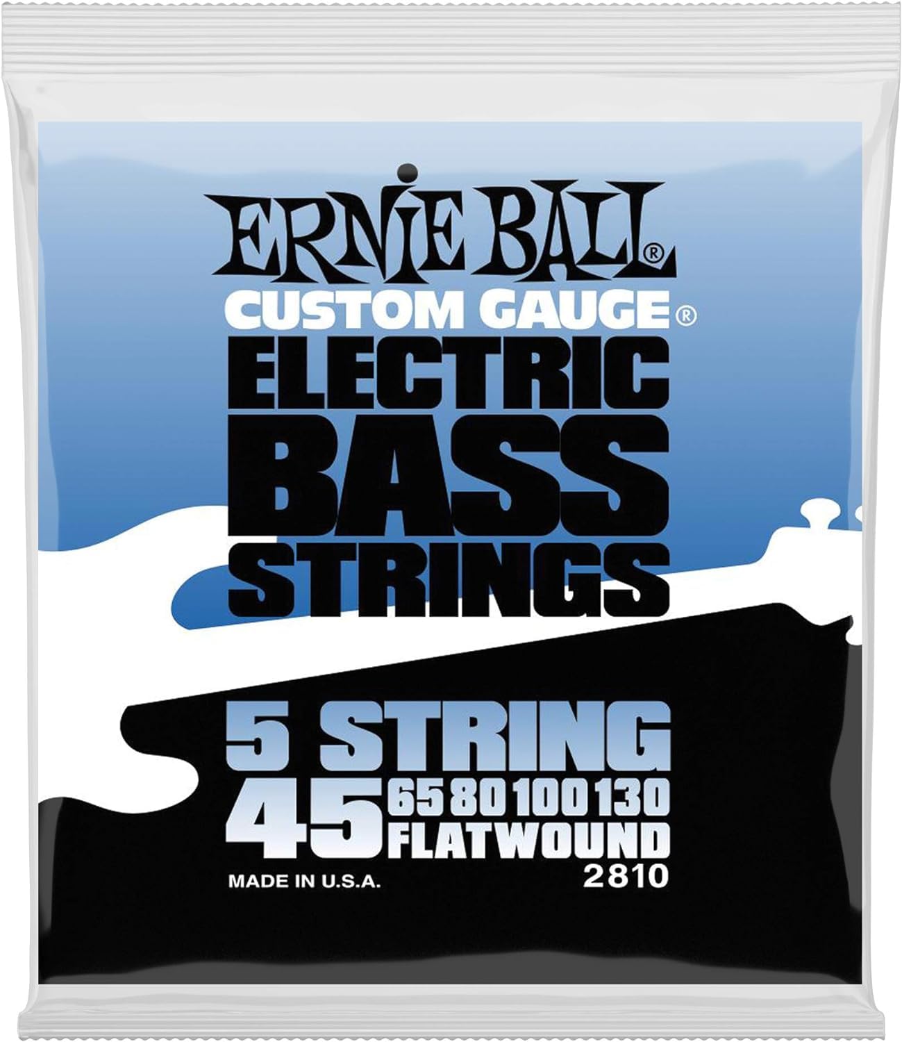 Ernie Ball 5-String Flatwound Bass Guitar Strings, 45-130 Gauge (P02810) - Premium Quality for Smooth Playability & Warm Tone | Perfect for Jazz, Blues & Studio Recording