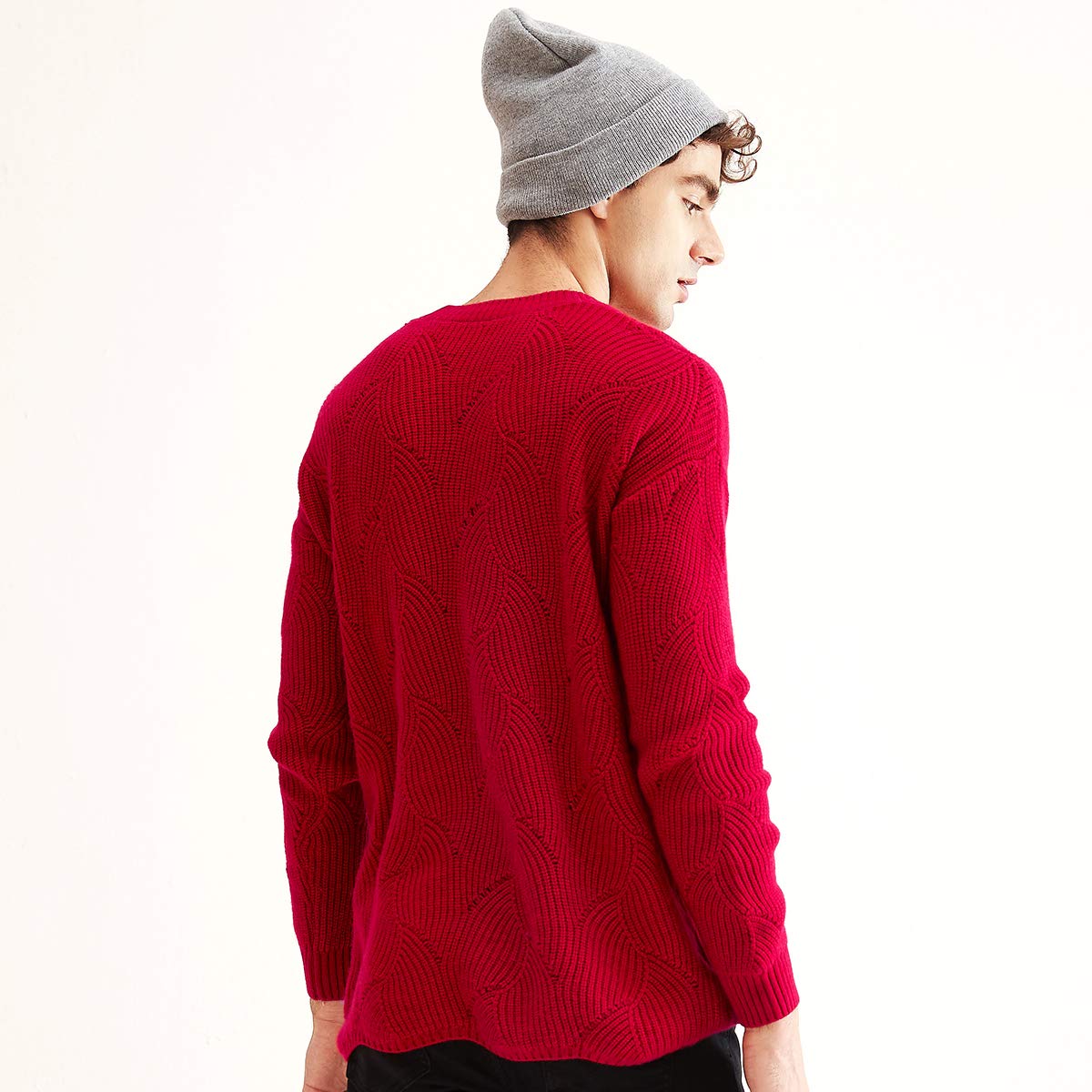Premium Men's Cashmere Sweater - Soft Round Neck Christmas Red Pullover for Holiday Parties & Winter Fashion