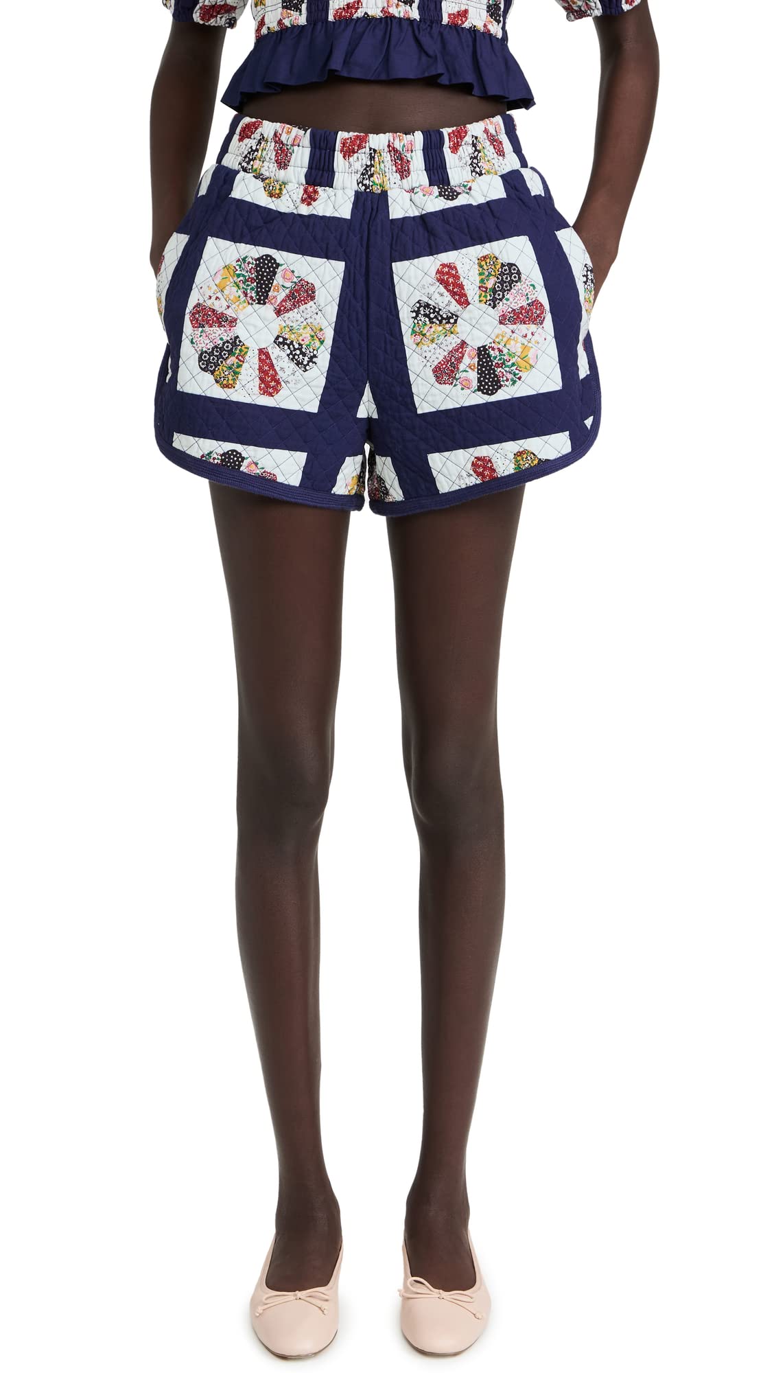 SEA Women's Pippin Patchwork Quilted Shorts - Stylish Summer Casual Shorts for Women, Comfortable High Waist Denim Shorts with Unique Patchwork Design - Perfect for Beach, Vacation, and Everyday Wear