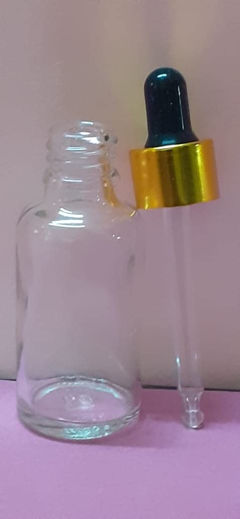 Premium Clear Glass Dropper Bottle with Gold Ring & Black Silicone Cap - Leakproof, Refillable Essential Oil Bottles for Aromatherapy, DIY Perfumes, Skincare & Travel - Perfect for Home, Spa & Gifts (1 Pack)