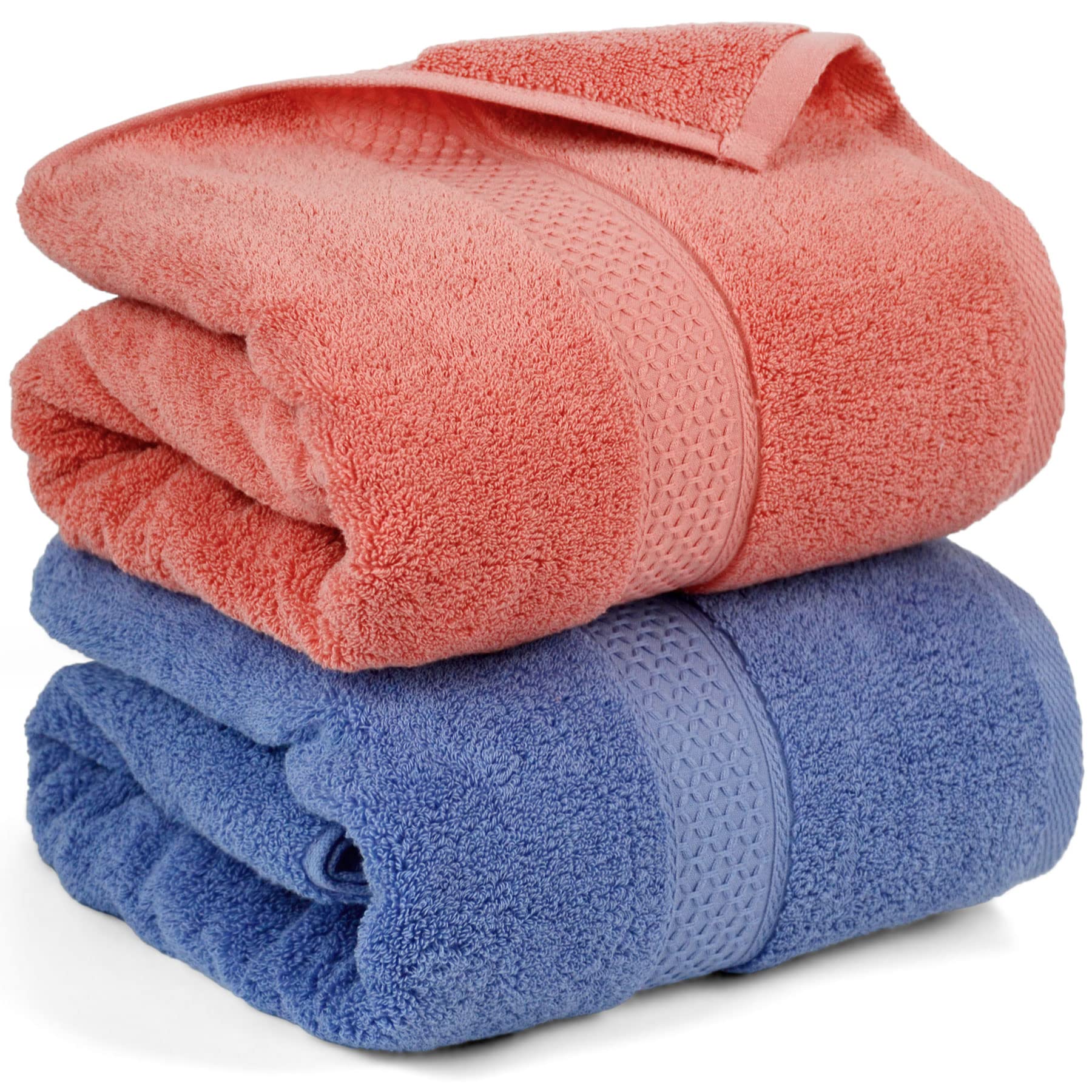 Cleanbear 100% Cotton Bath Towels Set of 2 - Ultra Soft & Quick Drying Shower Towels for Men & Women (55