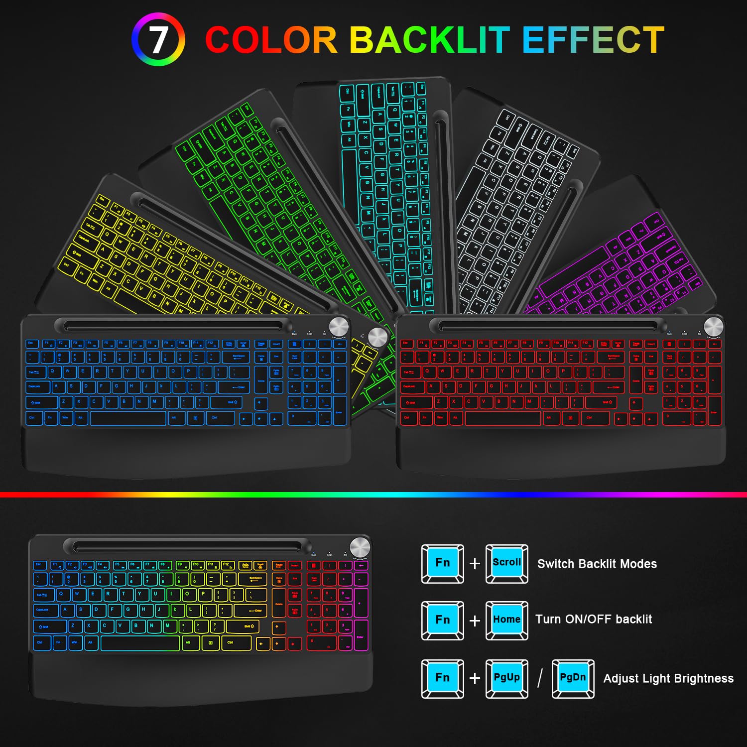 BlueFinger Wireless Keyboard Mouse Combo - Backlit, Rechargeable, Ergonomic for Gaming & Office Use