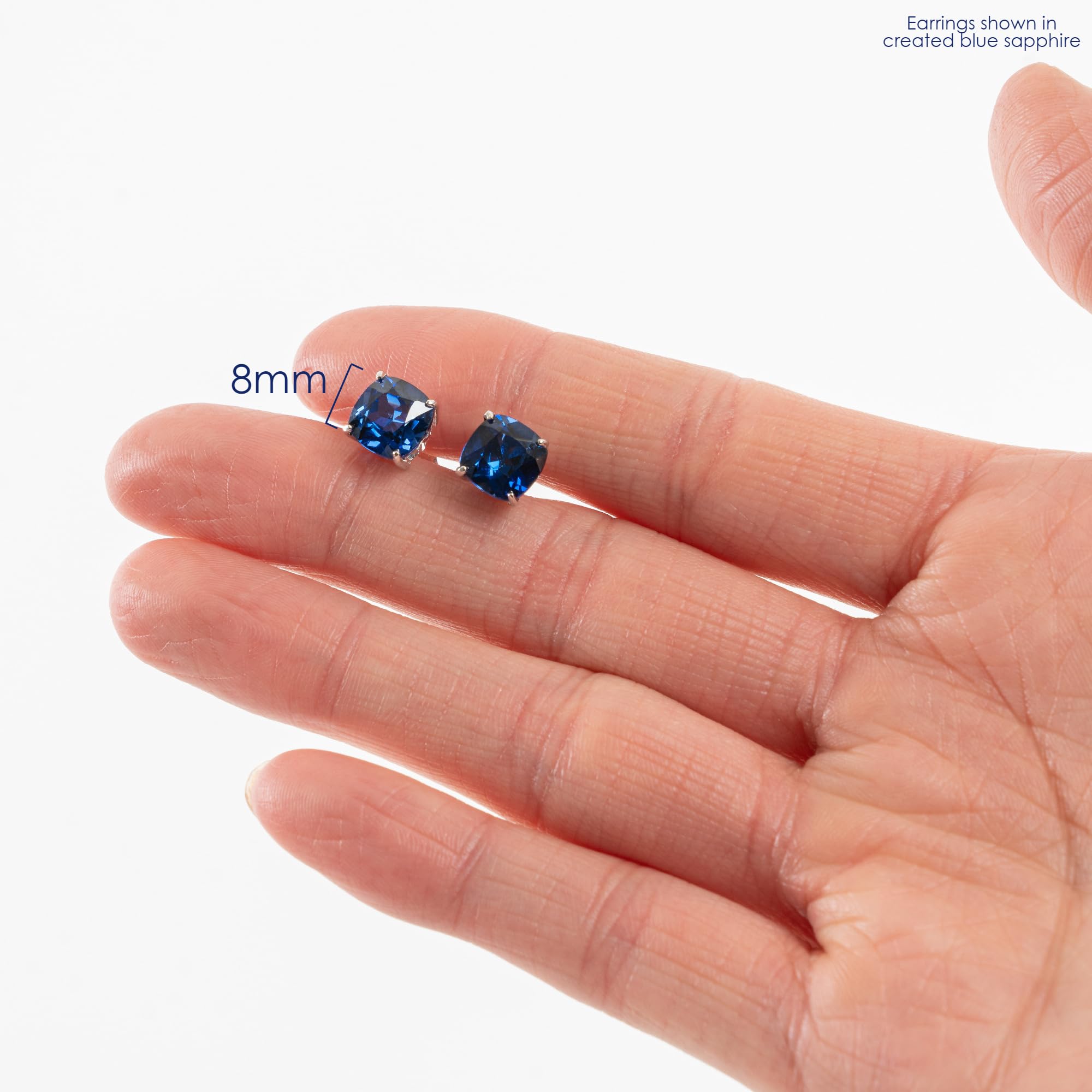 October Birthstone Stud Earrings for Women - 8mm Cushion Cut White Opal 925 Sterling Silver Push Back Earrings | Hypoallergenic Gemstone Jewelry for Everyday Wear, Gift Giving & Special Occasions