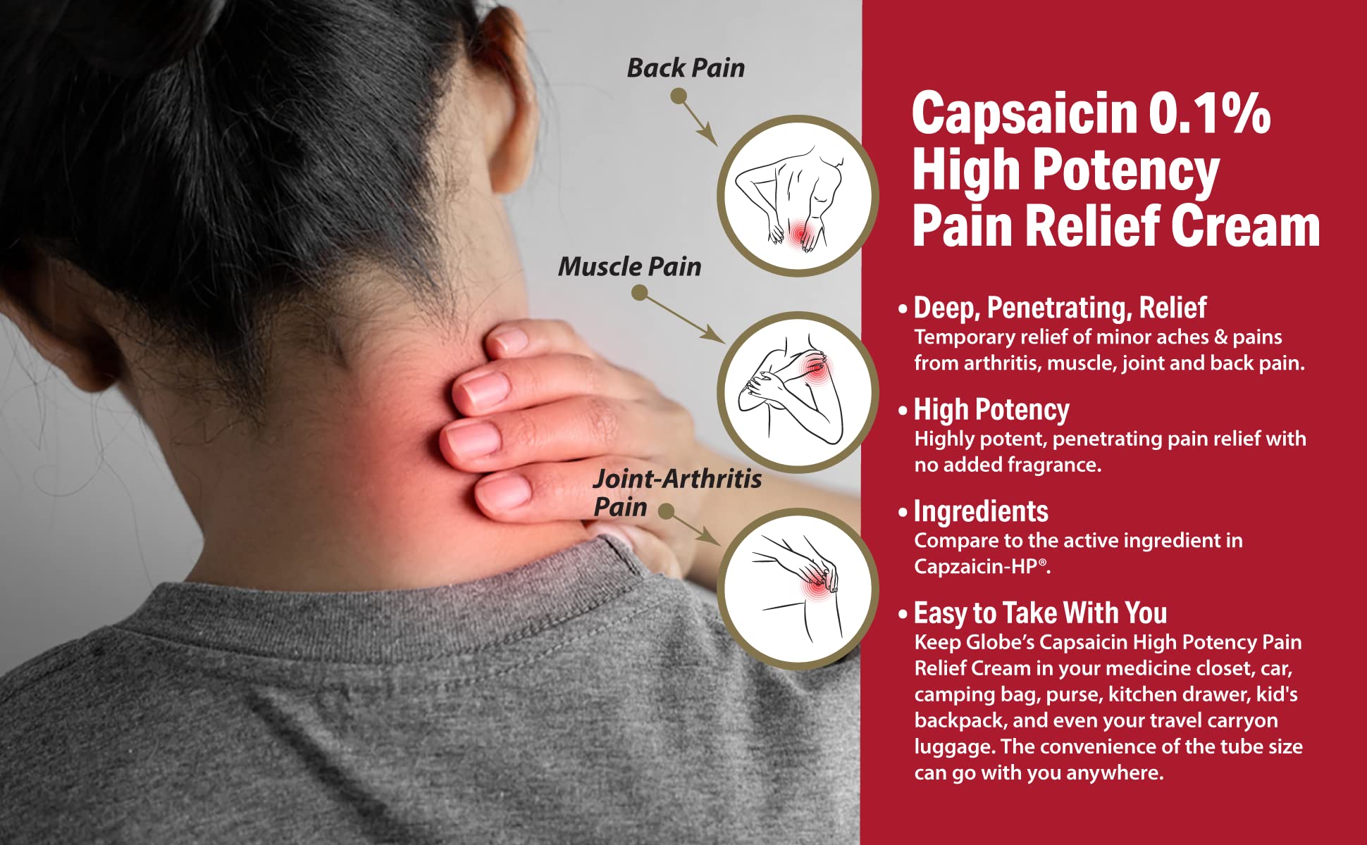 3 Pack Capsaicin 0.1% High Potency Pain Relief Cream - Unscented 2 oz for Arthritis, Muscle, Joint & Back Pain - Fast-Acting Deep Penetrating Formula for Athletes, Seniors & Active Lifestyles