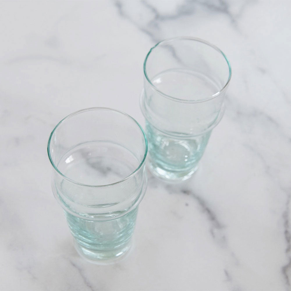 Handblown Recycled Glass Drinking Glasses - Eco-Friendly Barware Set of 2 for Cocktails, Wine & Juice - Perfect for Home Entertaining & Sustainable Gifts