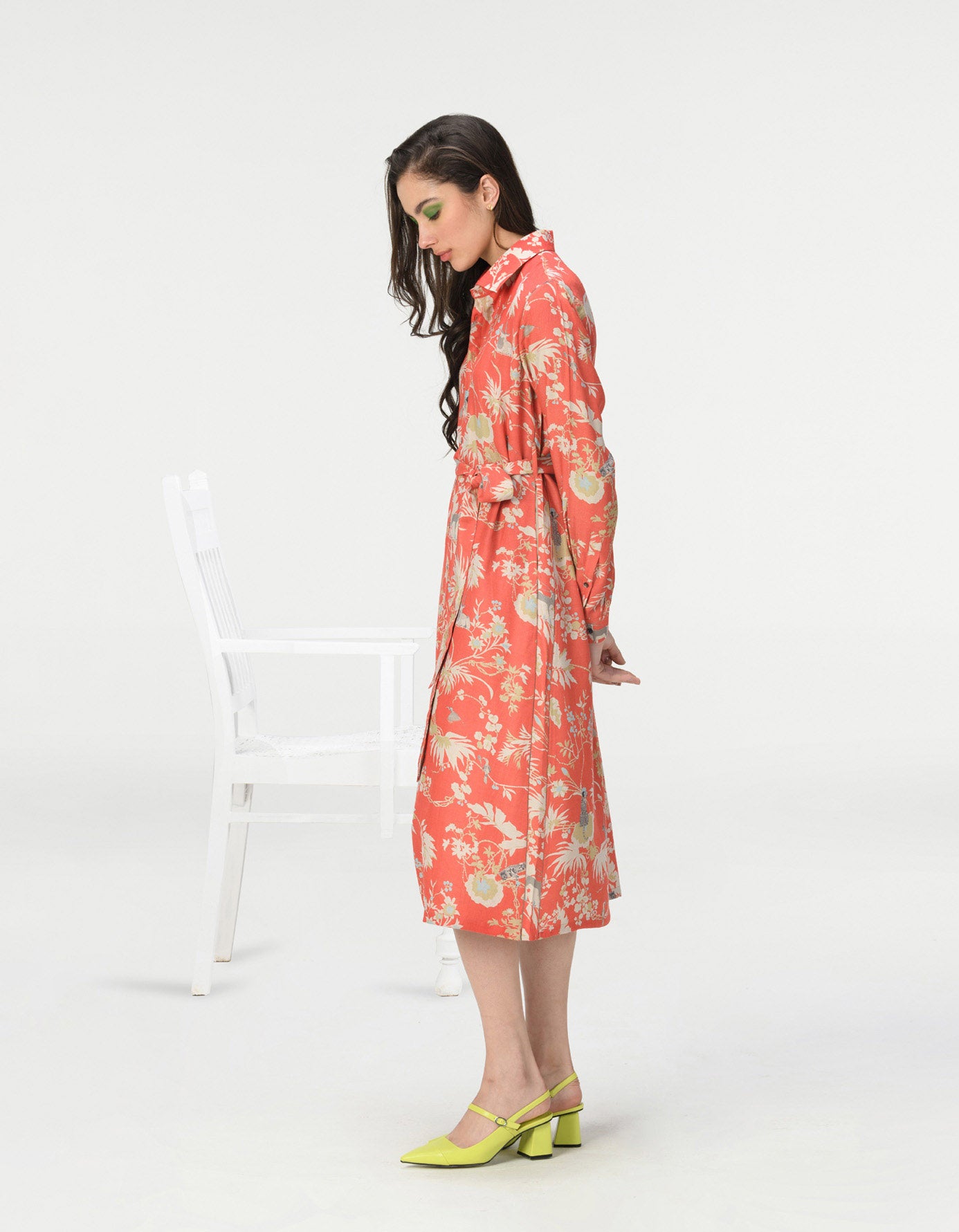 Elegant Red Satin Tie Belt Shirt Dress for Women - Perfect for Office Wear, Casual Outings & Special Occasions