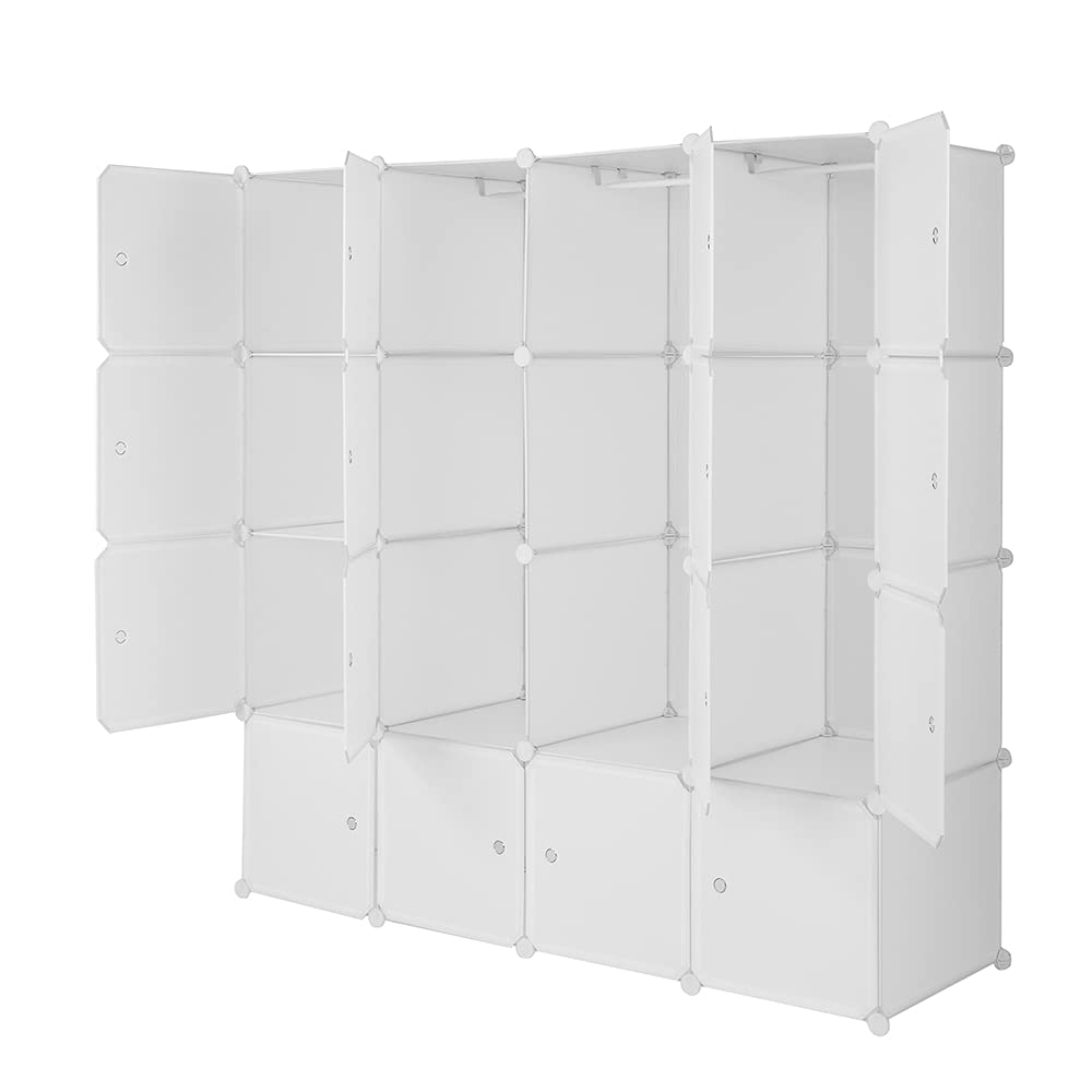16-Cubby Closet Organizer with Storage Shelves - White Clothes Storage Solution for Home, Office & Bedroom - Perfect for Organizing Clothes, Shoes & Accessories in Small Spaces