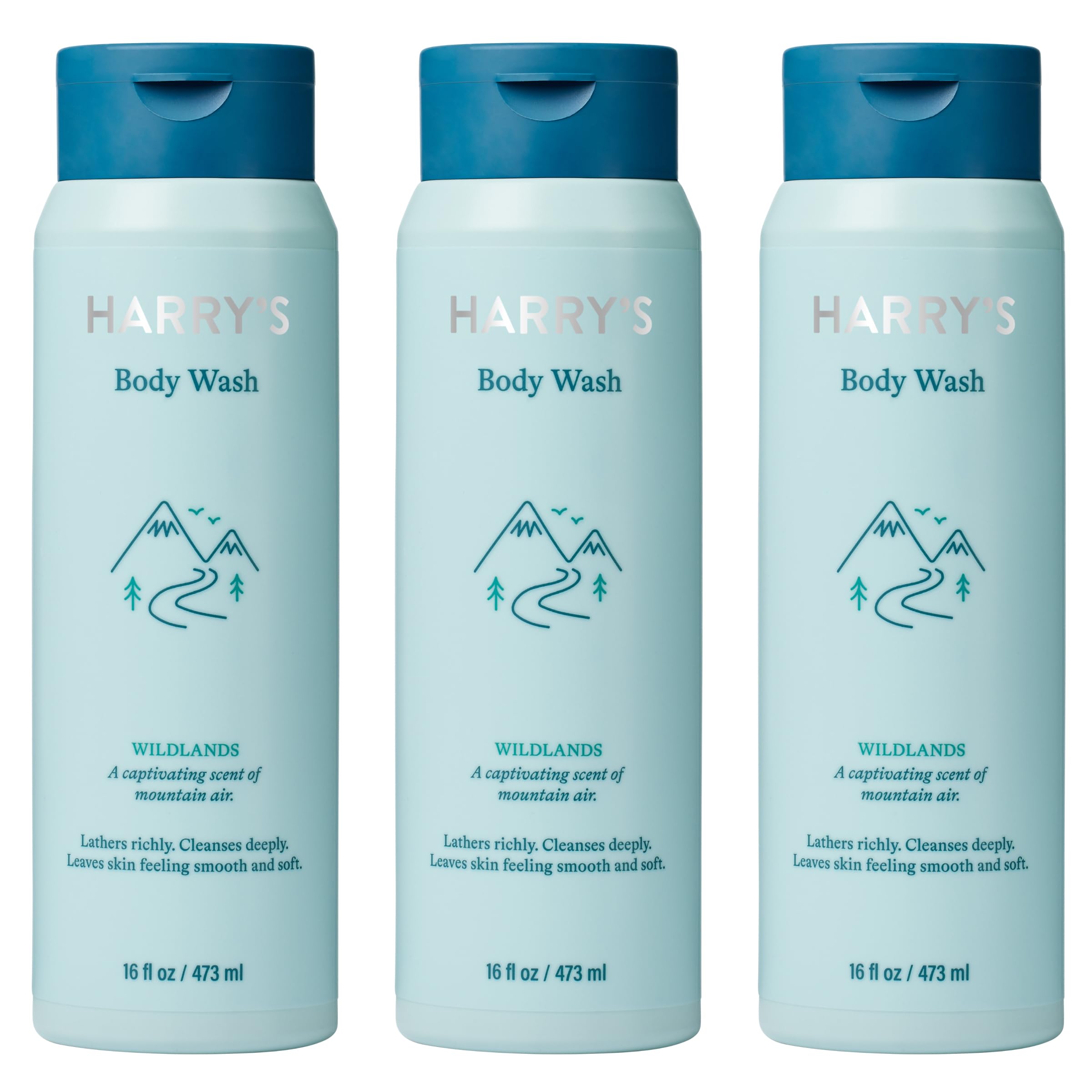 Harry's Men's Body Wash & Shower Gel Set - Wildlands Scent, 16 Fl Oz (Pack of 3) + 10 Razor Blade Refills for Men - Hydrating Shower Gel & Smooth Shaving Kit for Daily Grooming & Travel Essentials