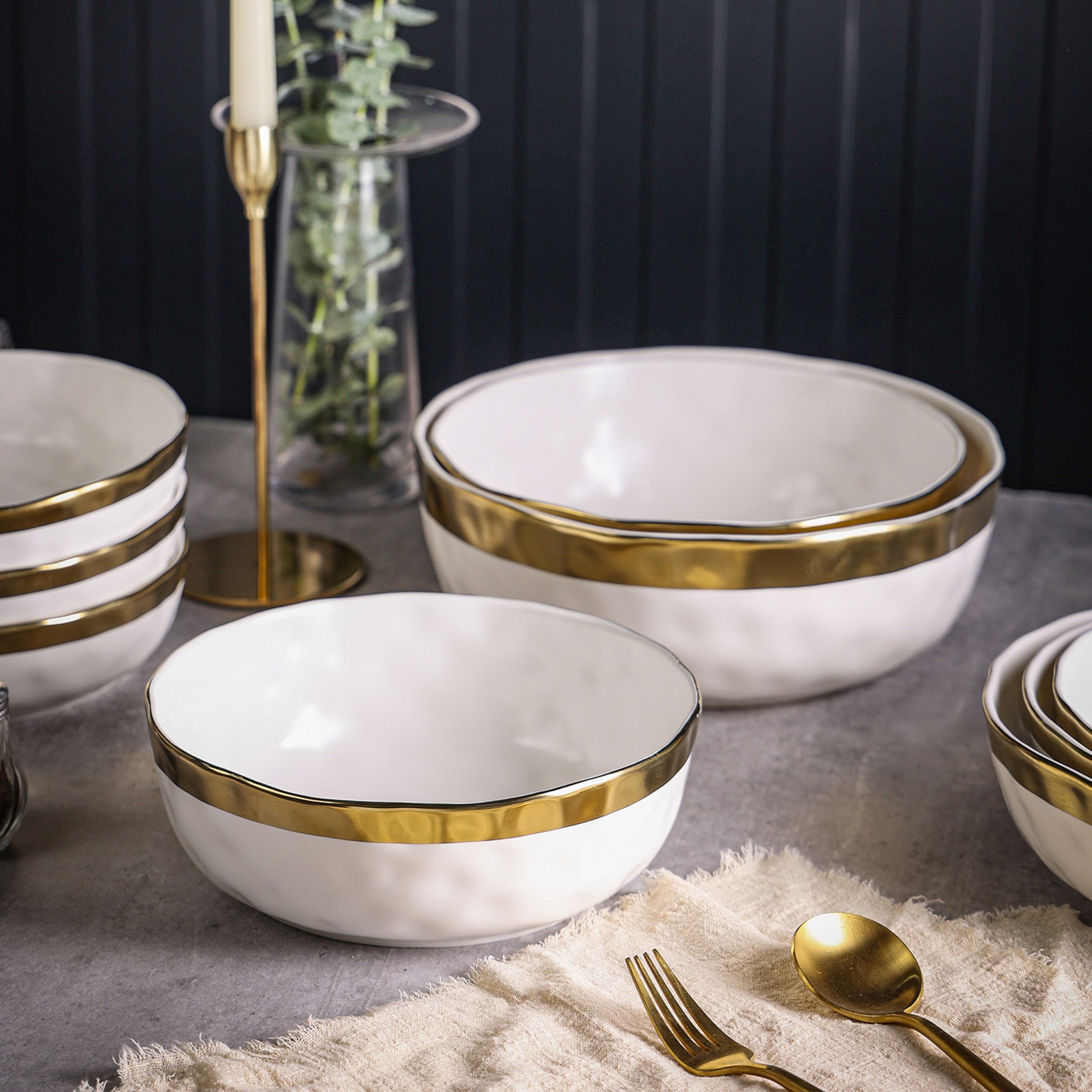 Premium Florian Porcelain Dinner Bowl Set - Elegant White Ceramic Bowls for Soup, Salad & Dessert | Perfect for Dining, Entertaining & Gift Giving