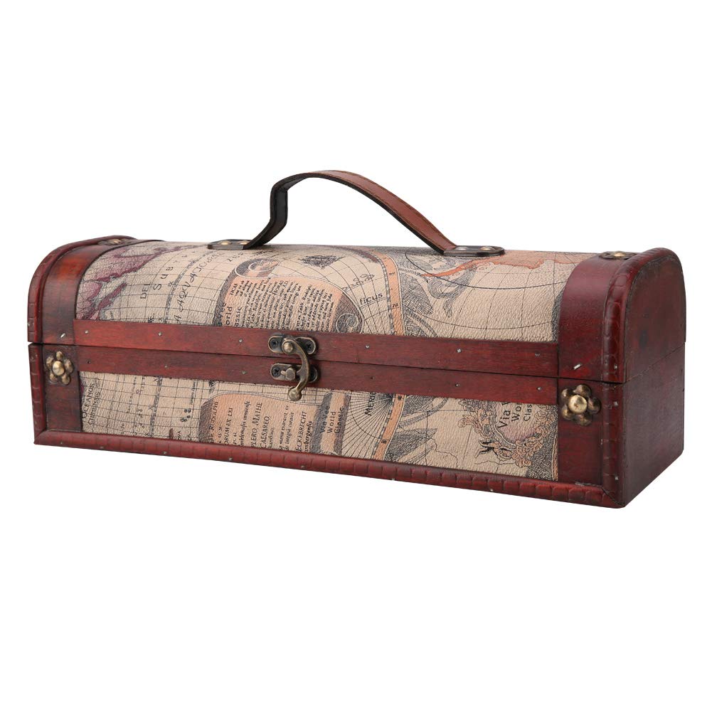 Antique Finish Wooden Wine Gift Box with Handle - Single Bottle Wine Storage for Birthday, Housewarming, Wedding Anniversary - Perfect for Gifting, Home Decor, and Wine Enthusiasts