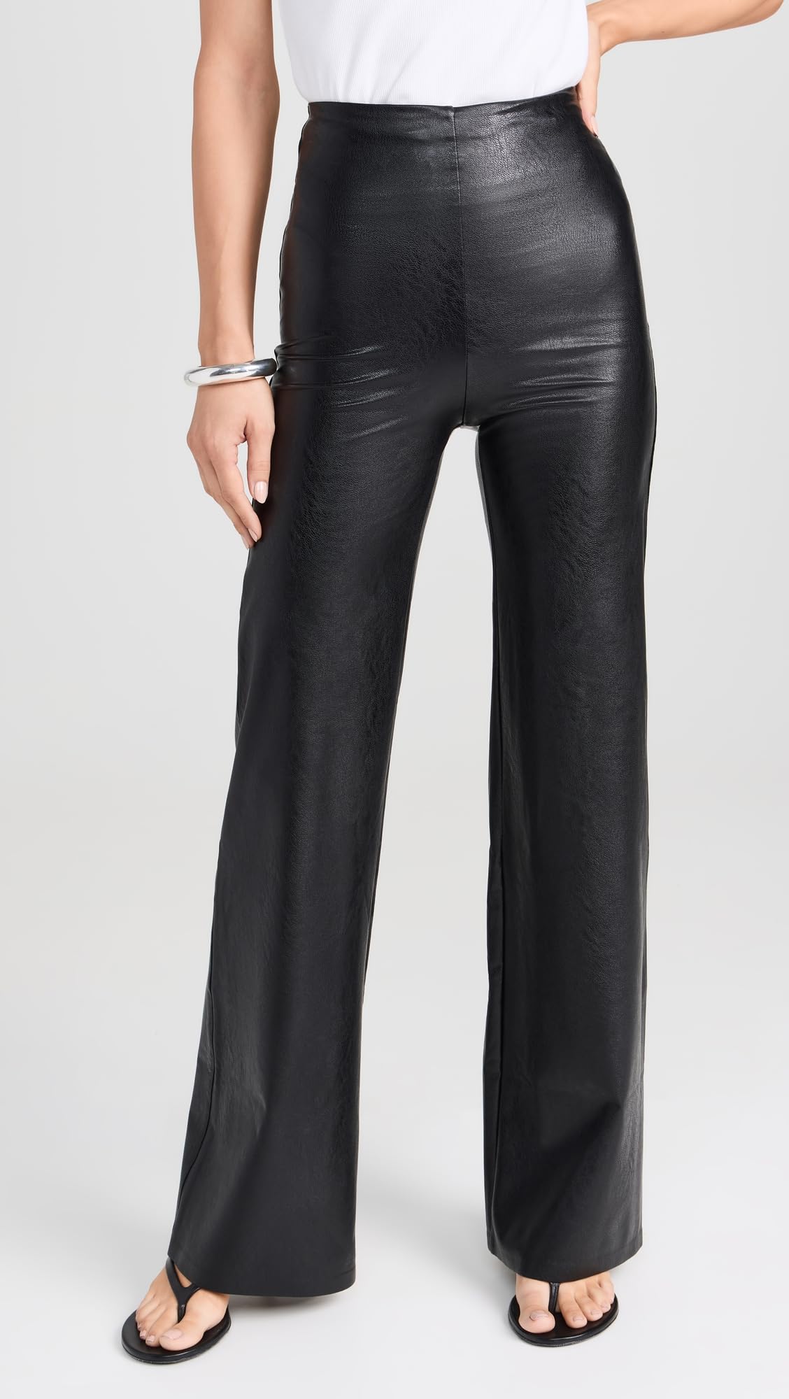 Commando Women's Faux Leather Wide Leg Pants - Stylish High Waist Stretch Trousers for Work, Party & Night Out | Comfortable & Trendy Office Pants for Women